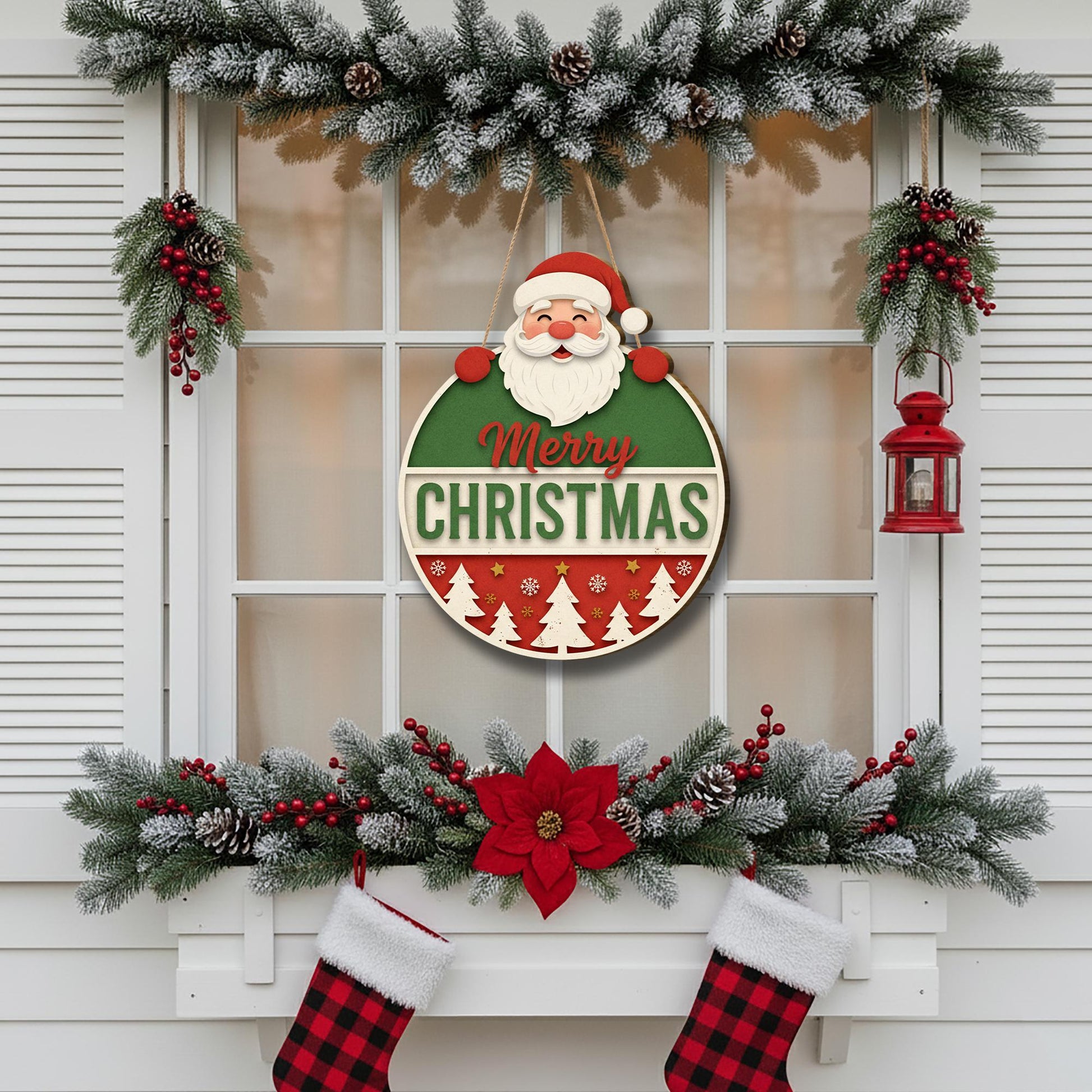 Merry Christmas Door Sign: Santa Welcome Sign
