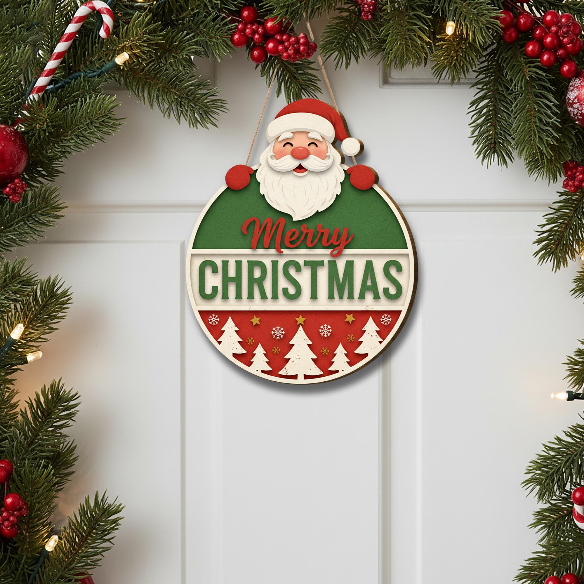 Merry Christmas Door Sign: Santa Welcome Sign