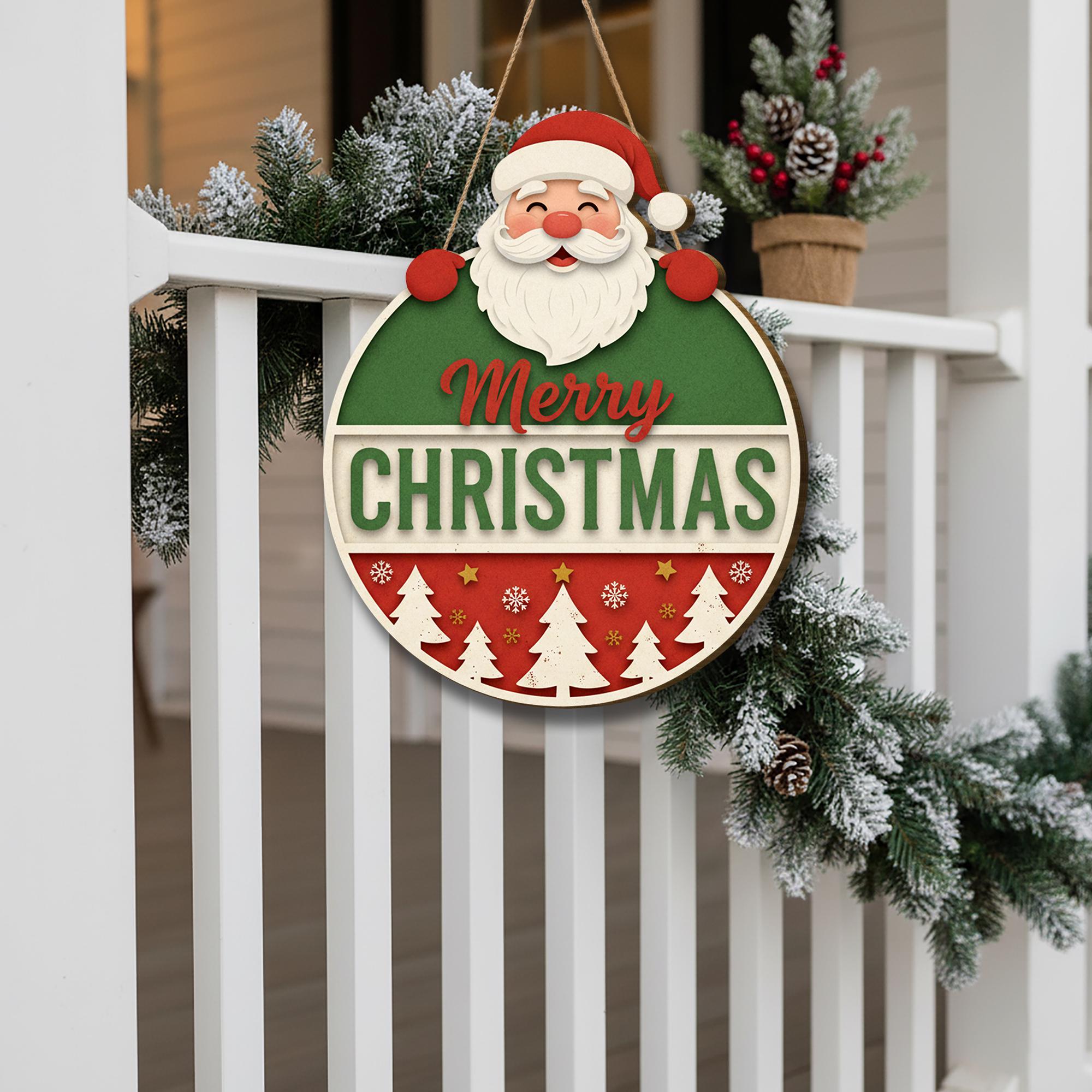 Merry Christmas Door Sign: Santa Welcome Sign