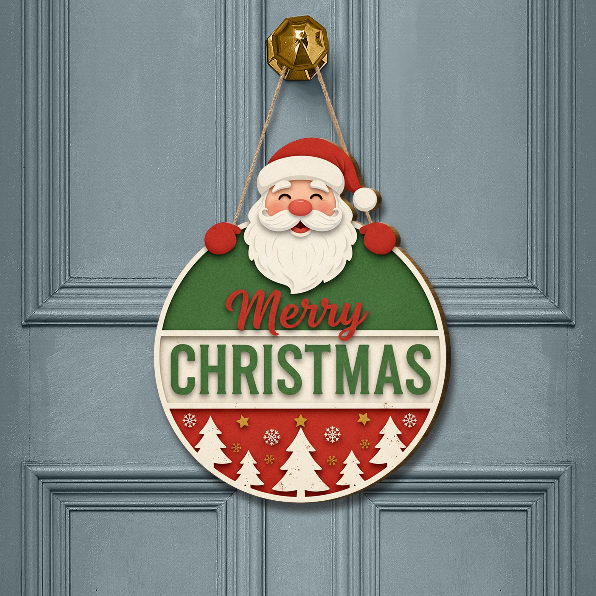 Merry Christmas Door Sign: Santa Welcome Sign
