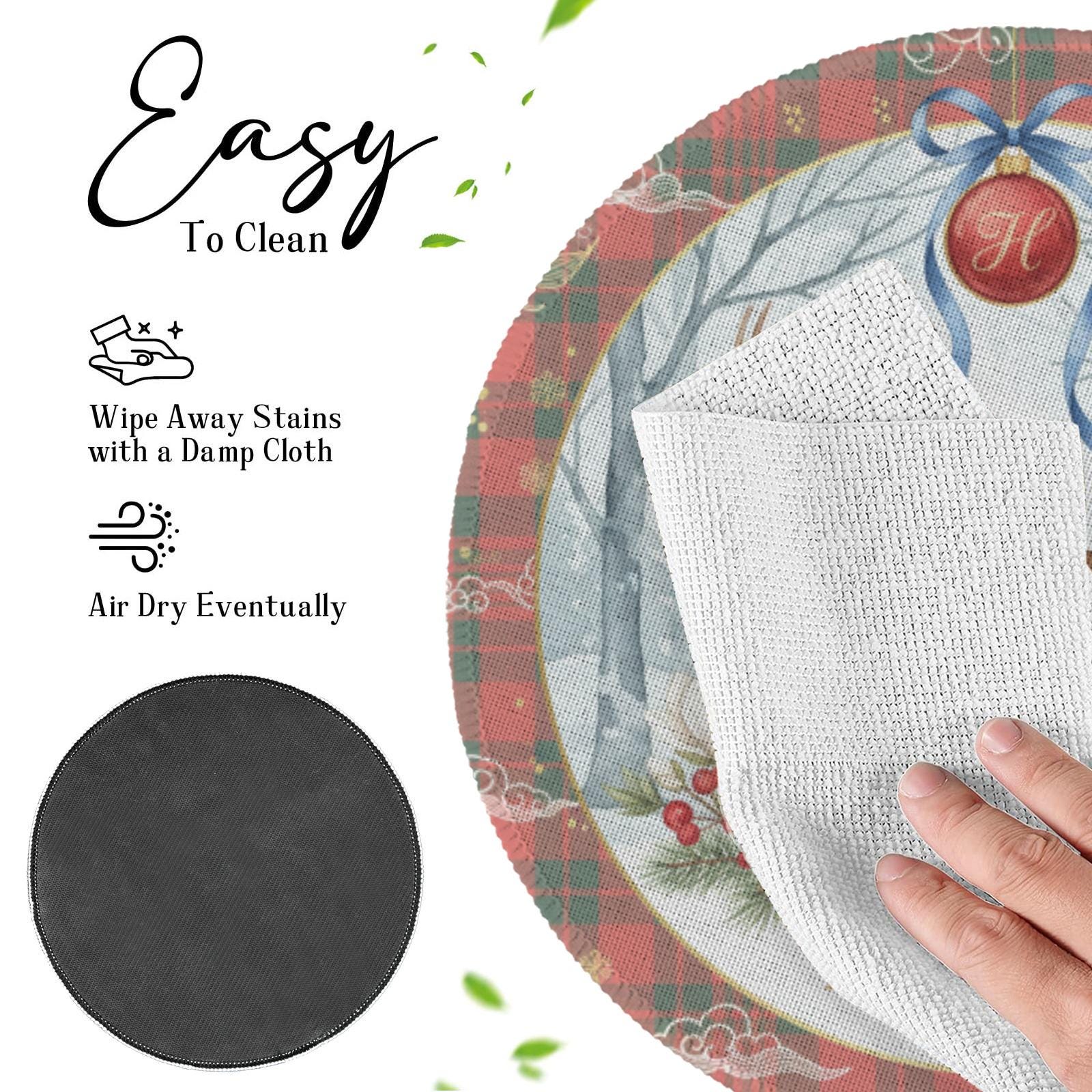Custom Holiday Placemat – Deer Family Name Round Christmas Table Setting