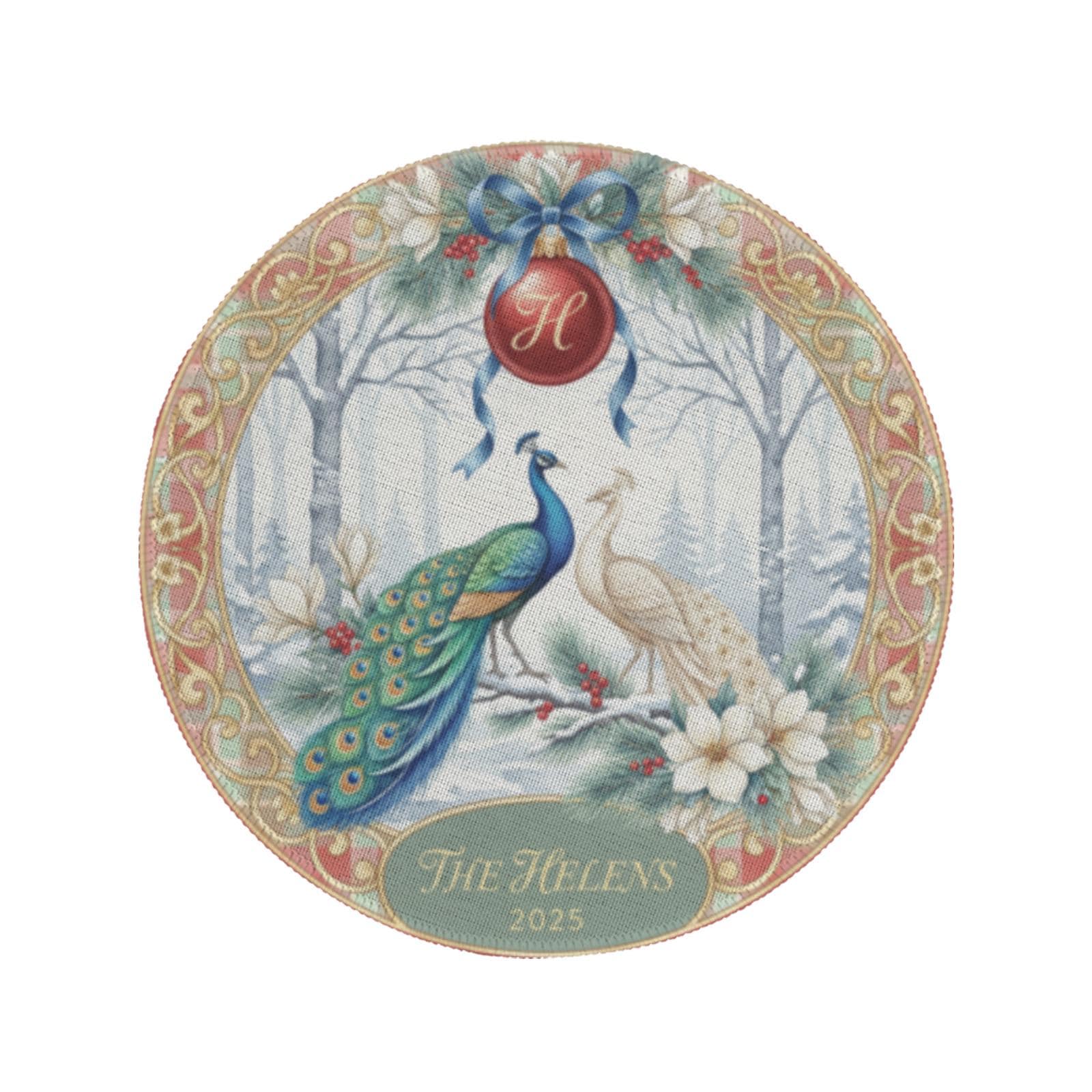 Personalized Peacock Placemat – Custom Family Name Round Christmas Table Decor 2025