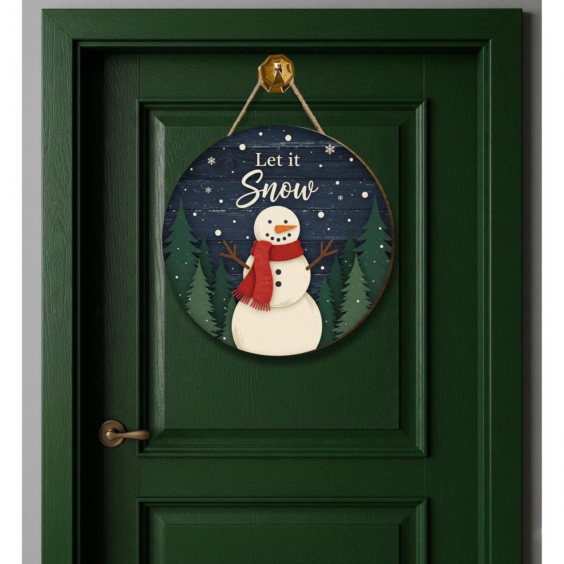 Let It Snow Door Sign: Rustic Holiday Welcome Sign