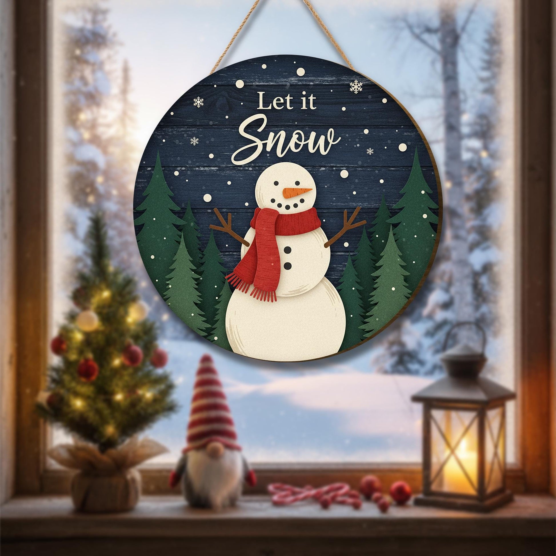 Let It Snow Door Sign: Rustic Holiday Welcome Sign