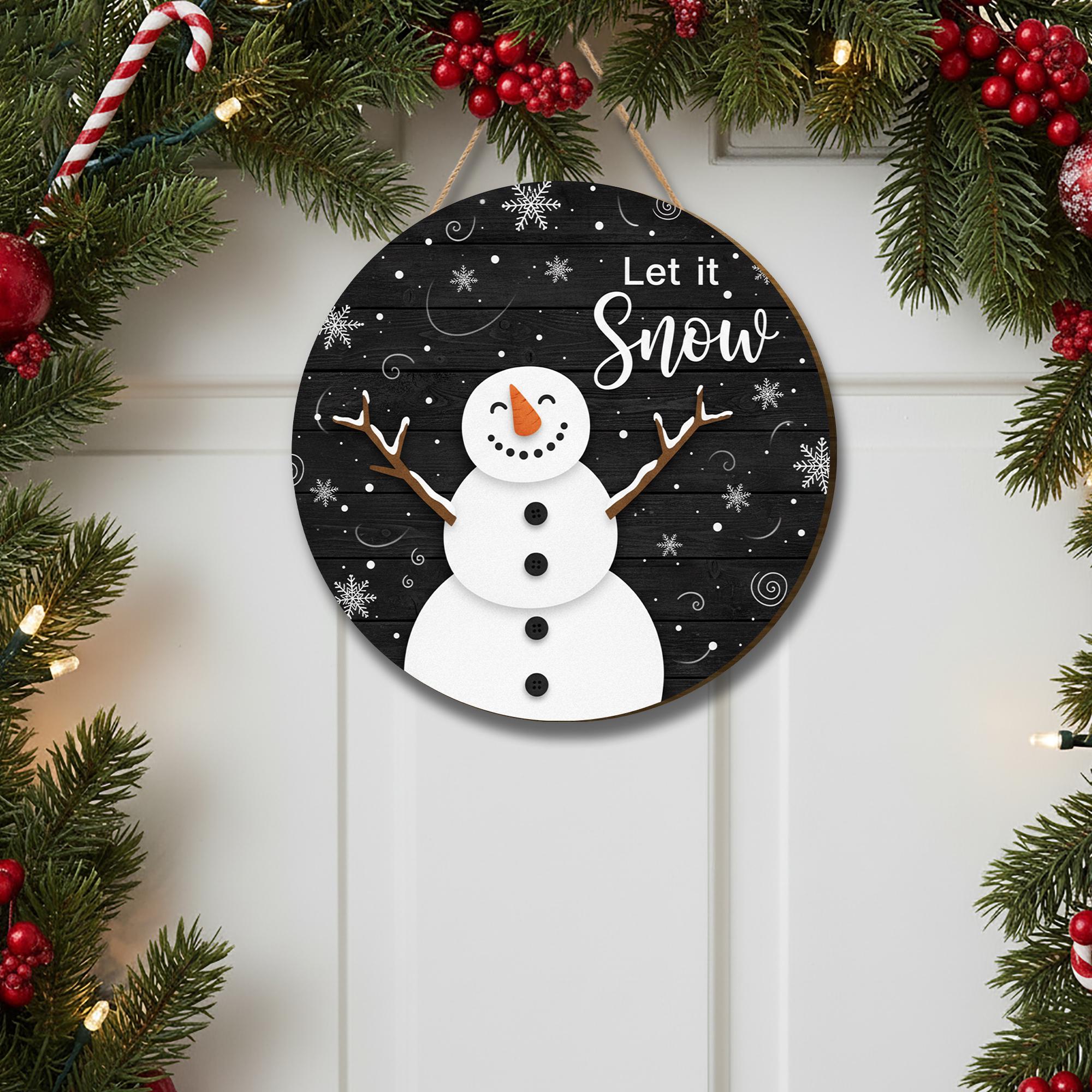Winter Holiday Welcome Sign: Rustic Snowman Door Decoration