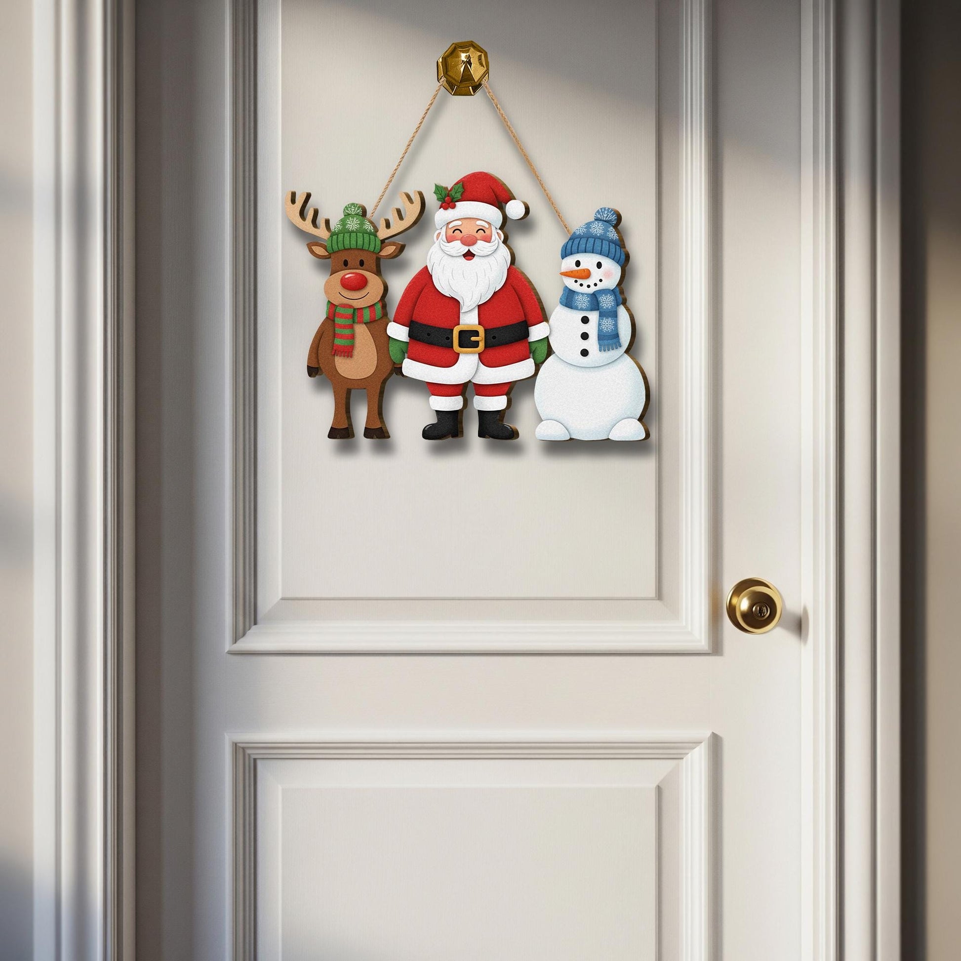 Christmas door sign – Santa Reindeer Snowman Welcome Sign