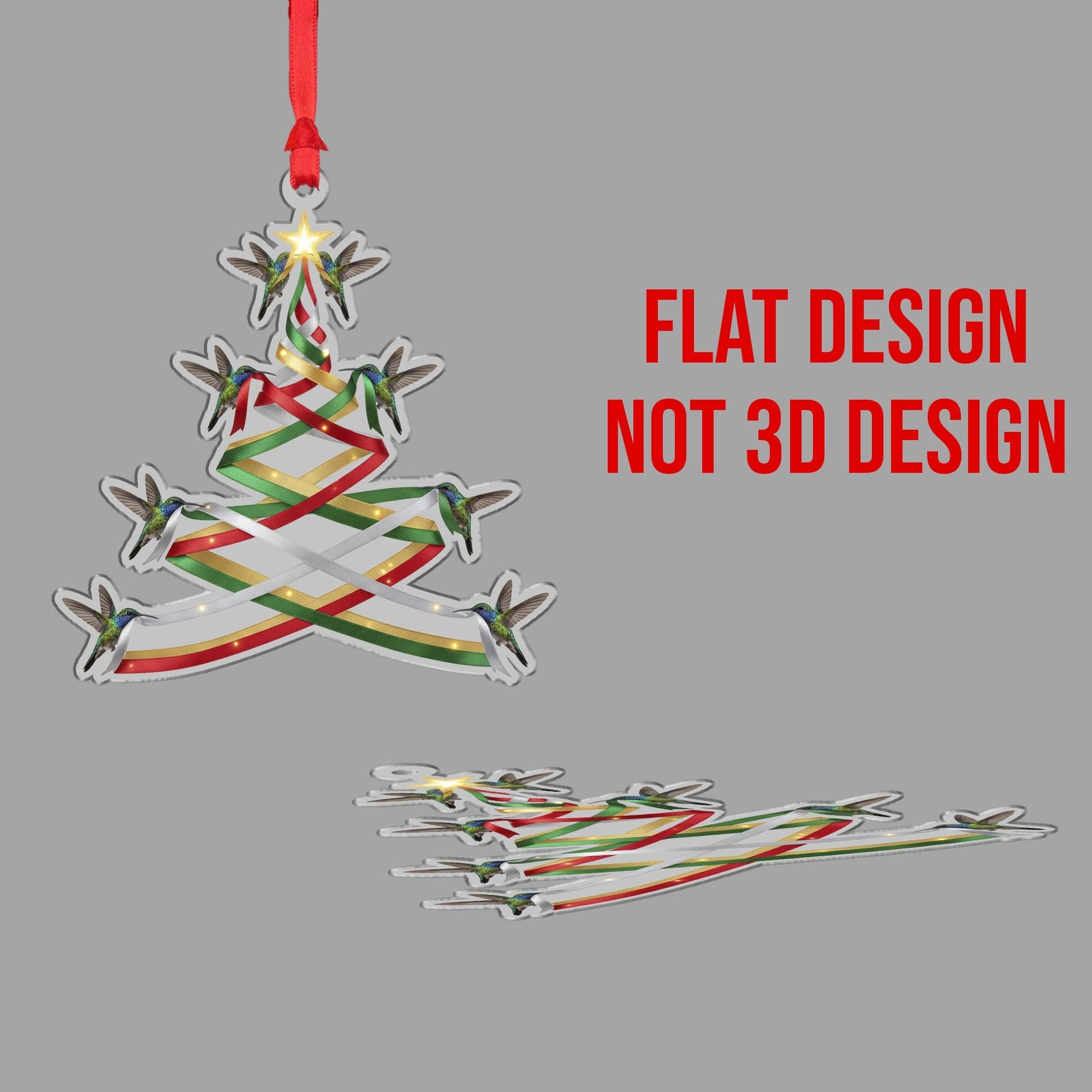 Acrylic Christmas Ornament – Hummingbird Tree Design, Holiday Decoration