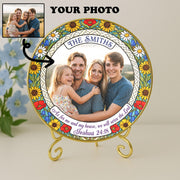 Personalized Christian Suncatcher – Custom Family Photo Ornament with Bible Verse Joshua 24:18