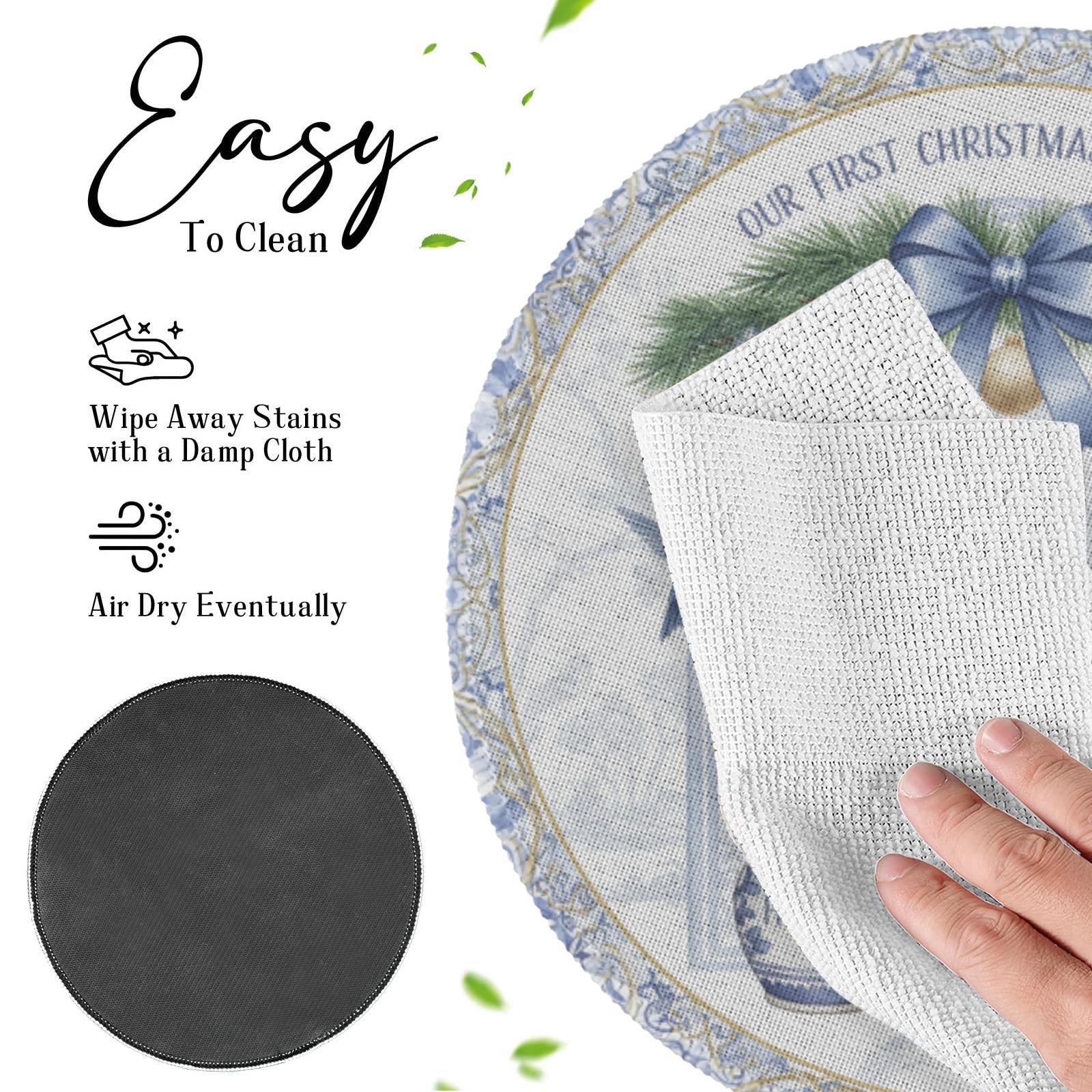 Our First Christmas Placemat – Custom Newlywed Round Holiday Table Setting with Names