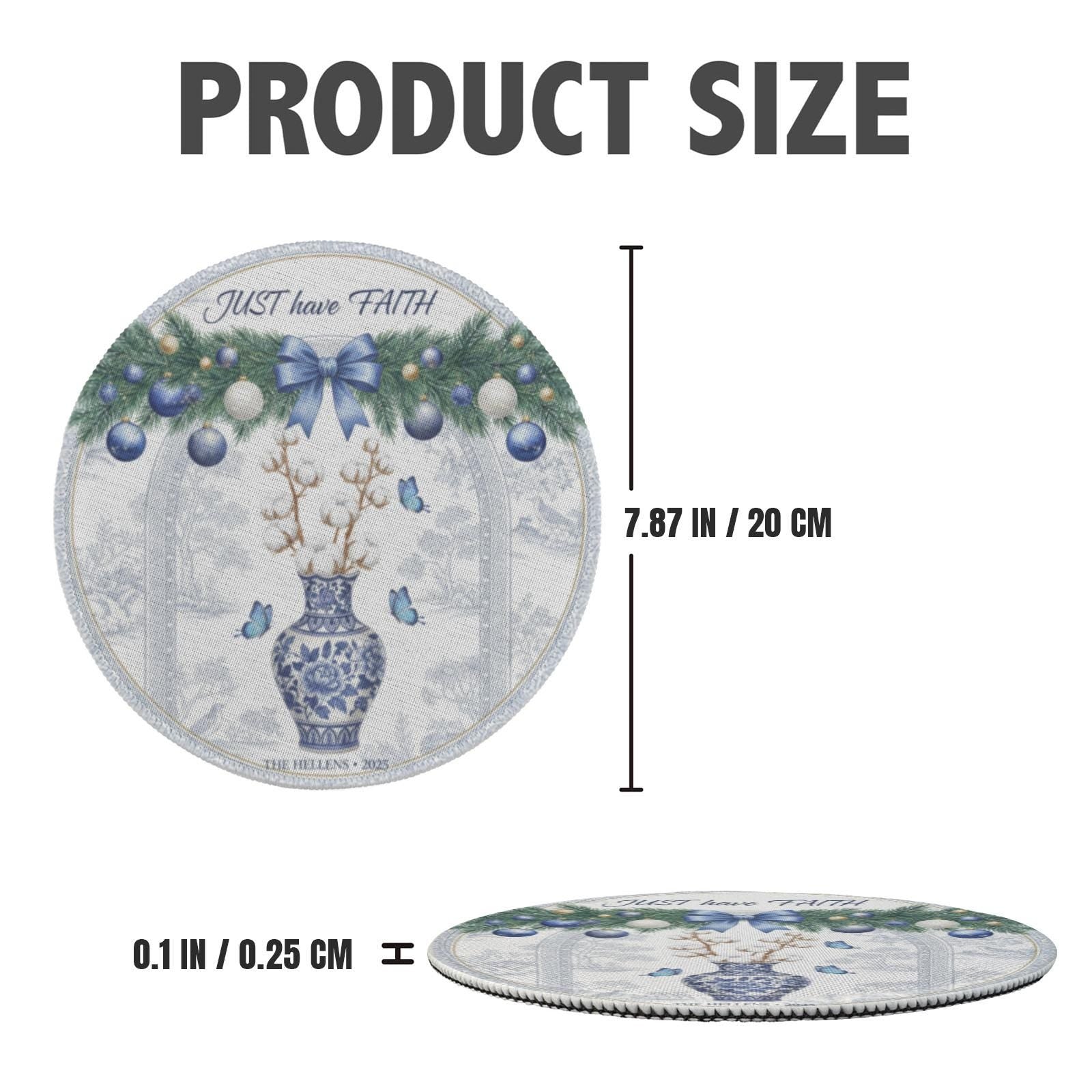 Just Have Faith Placemat – Custom Family Name Round Holiday Dining Table Decor