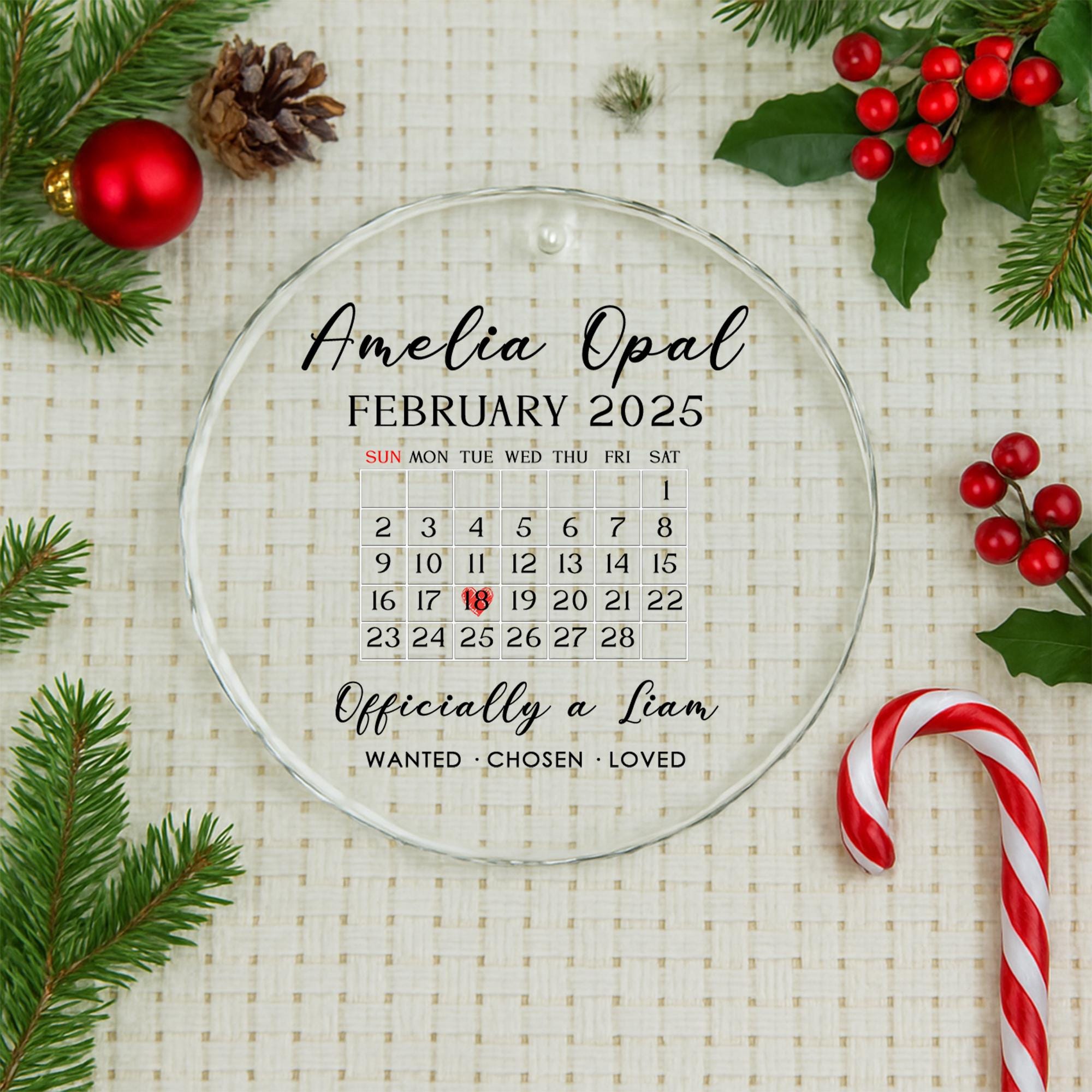 Adoption Day Ornament – Custom Calendar Gift with Child’s Name and Gotcha Date