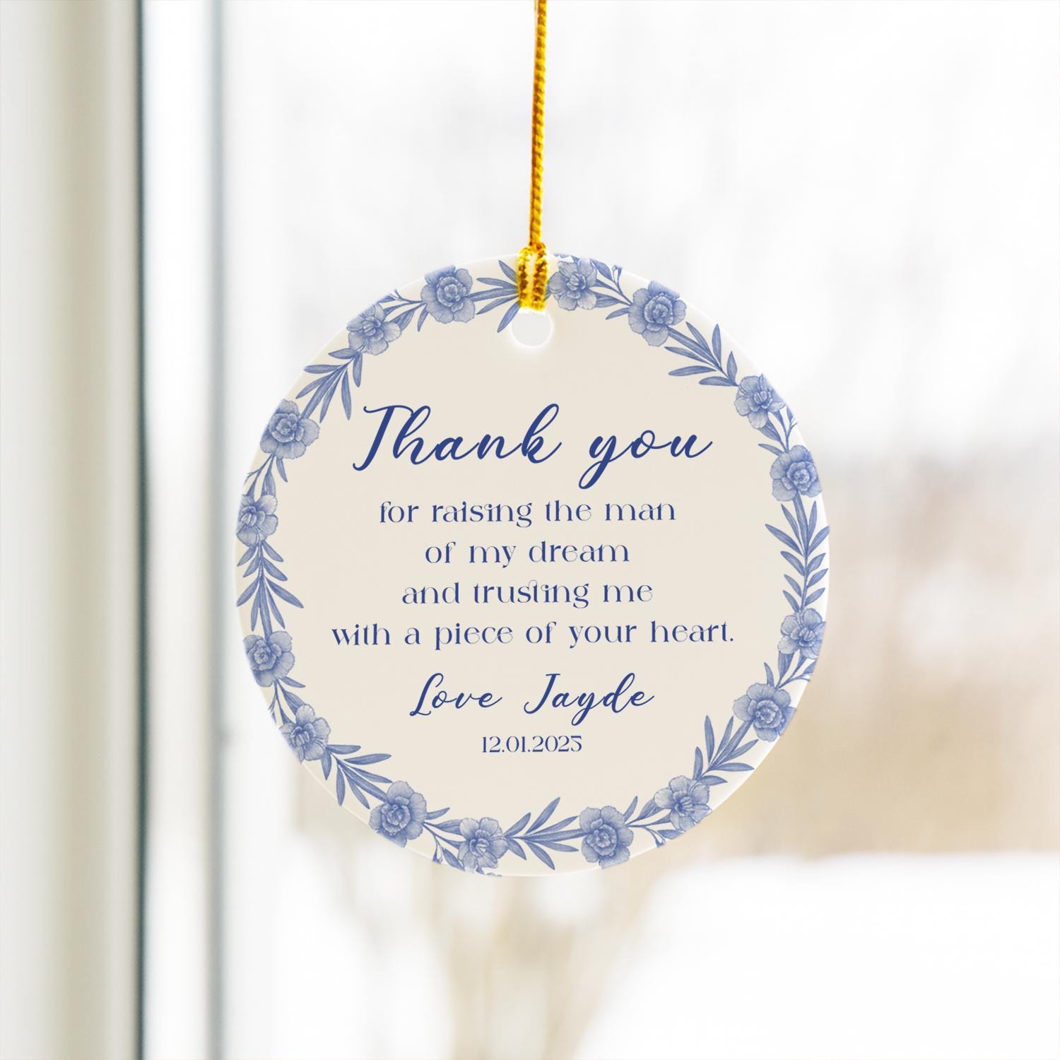 Mother of Groom Ornament – Ceramic Thank You Gift Personalized Wedding Keepsake”