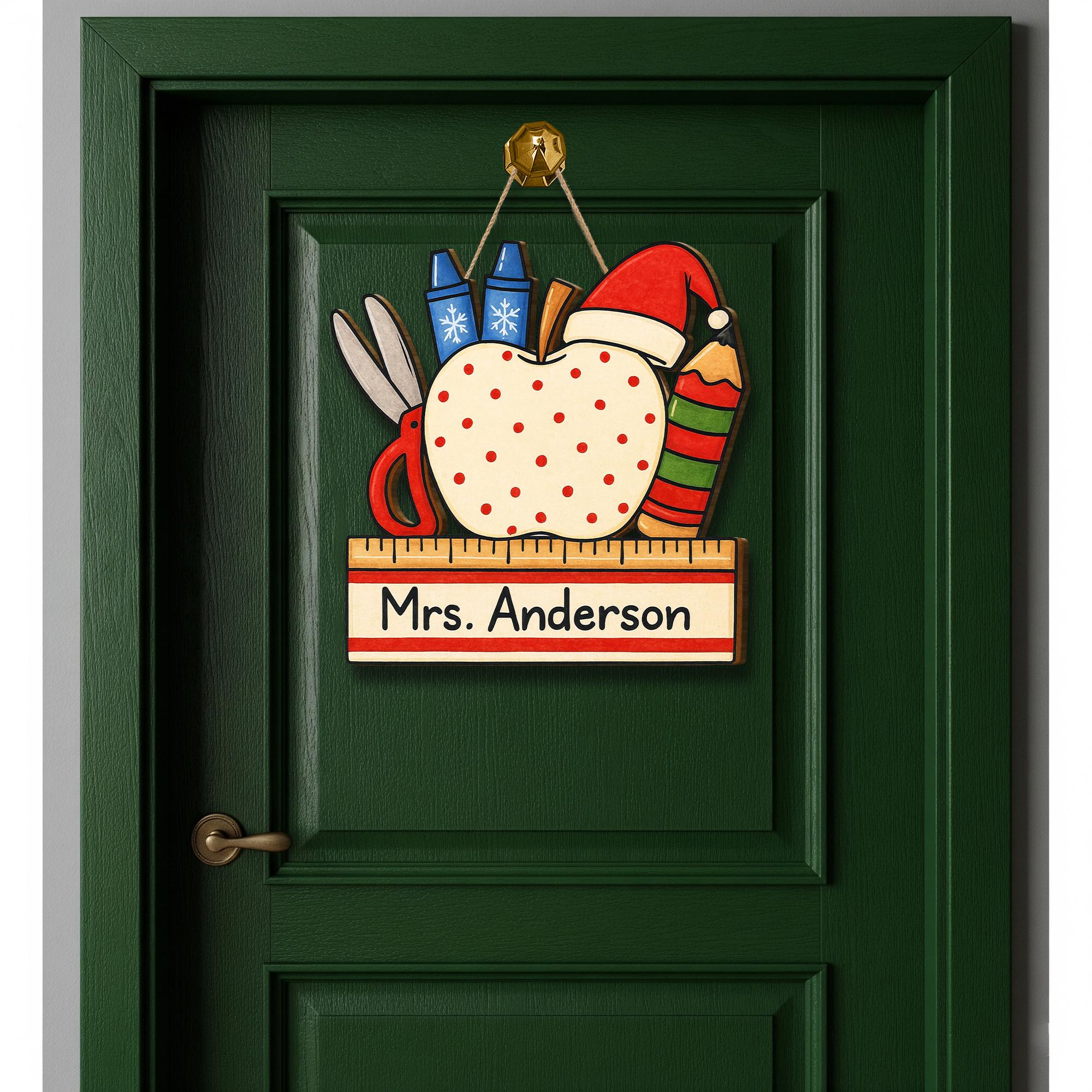 Holiday Teacher Door Sign – Custom Wooden Classroom Decor Teacher Appreciation Gift
