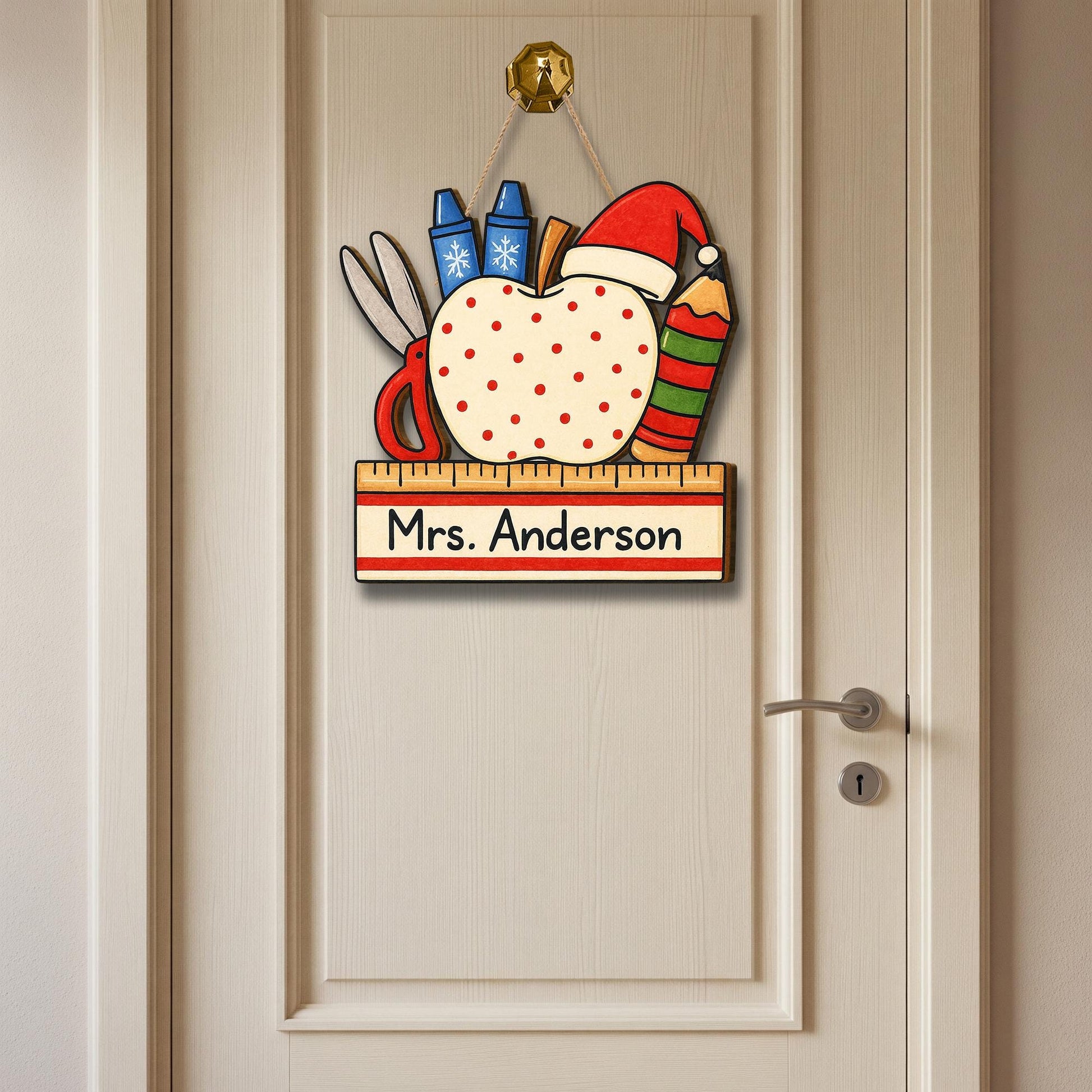 Holiday Teacher Door Sign – Custom Wooden Classroom Decor Teacher Appreciation Gift