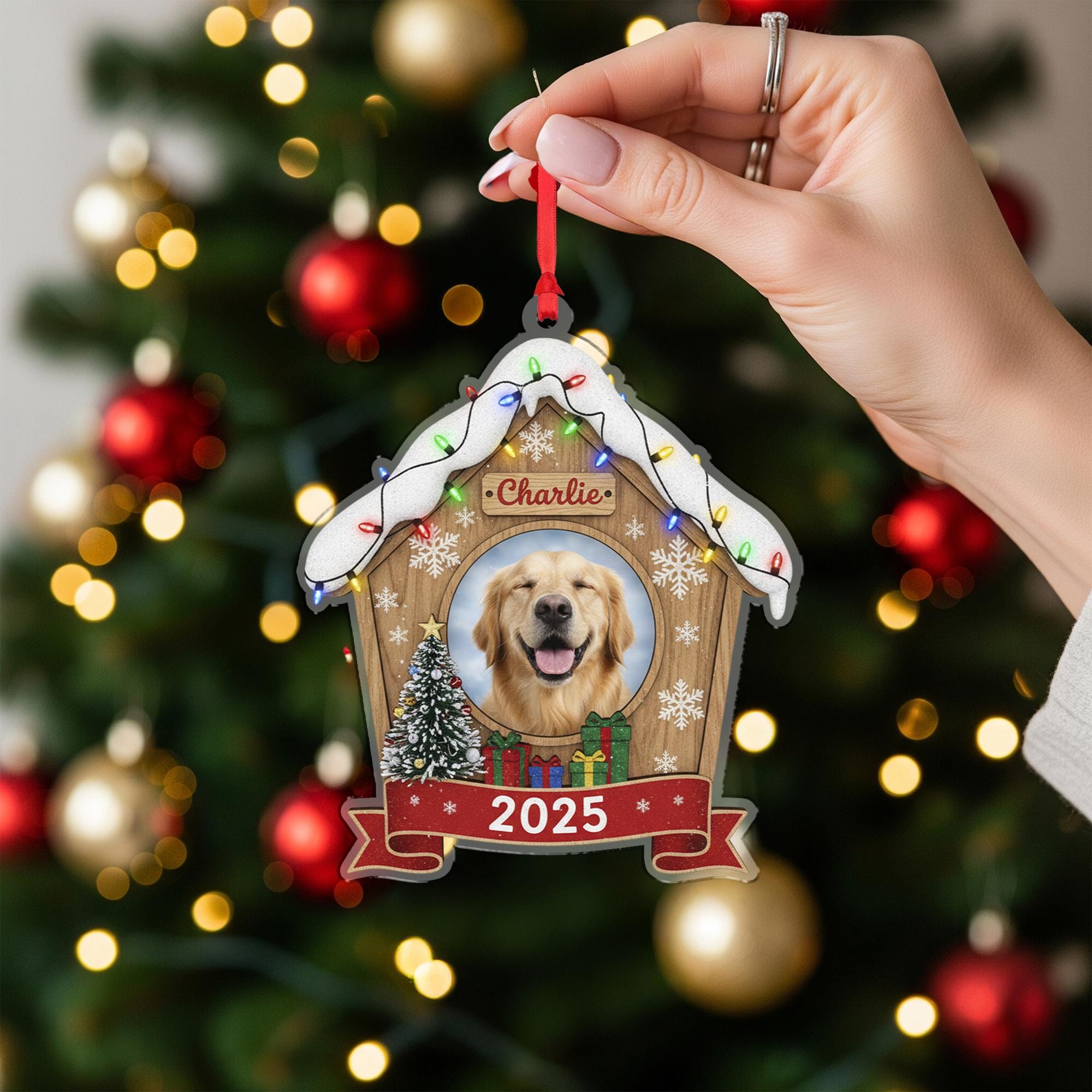 Personalized Dog House Ornament Photo Christmas Decoration