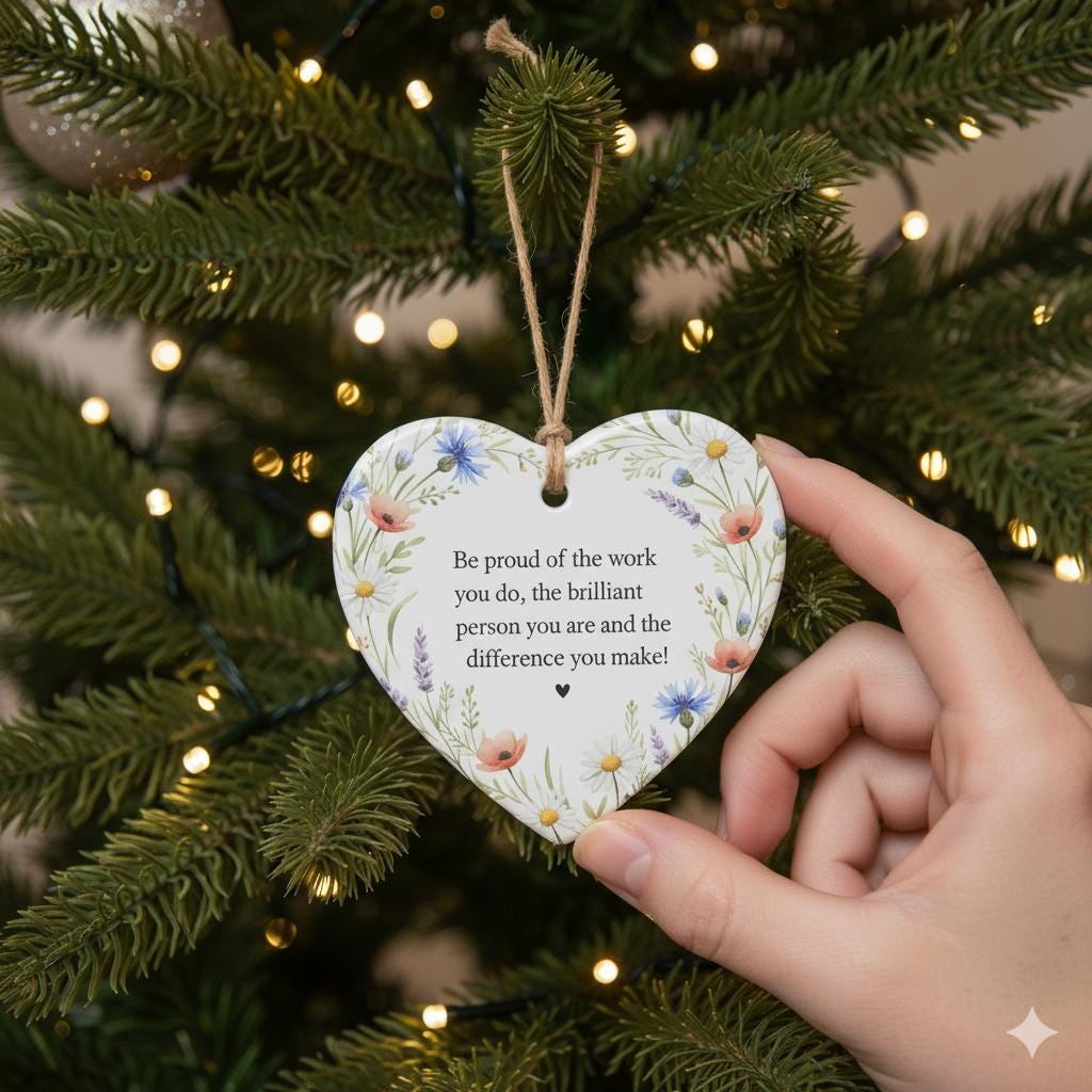 Inspirational Heart Ornament – Ceramic Floral Gift of Encouragement