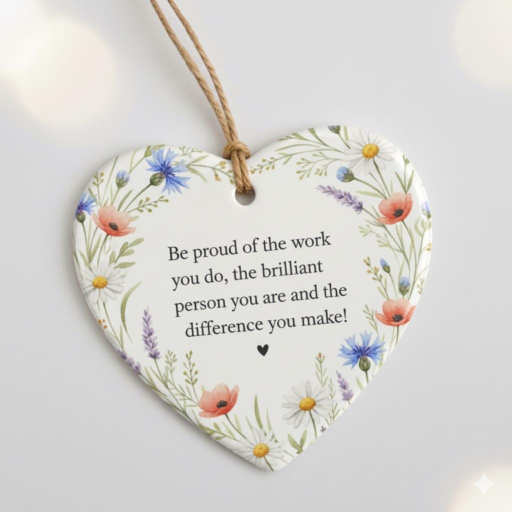 Inspirational Heart Ornament – Ceramic Floral Gift of Encouragement