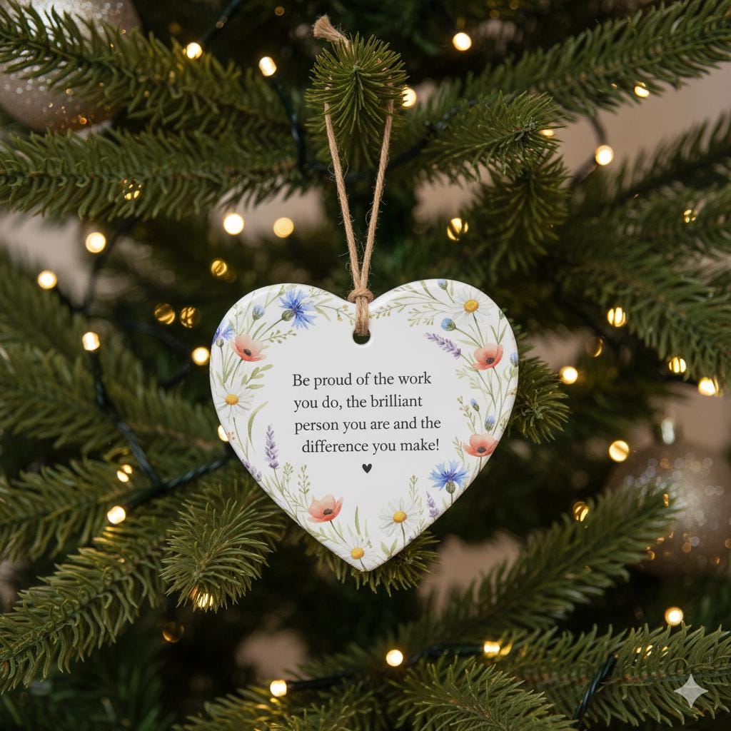 Inspirational Heart Ornament – Ceramic Floral Gift of Encouragement