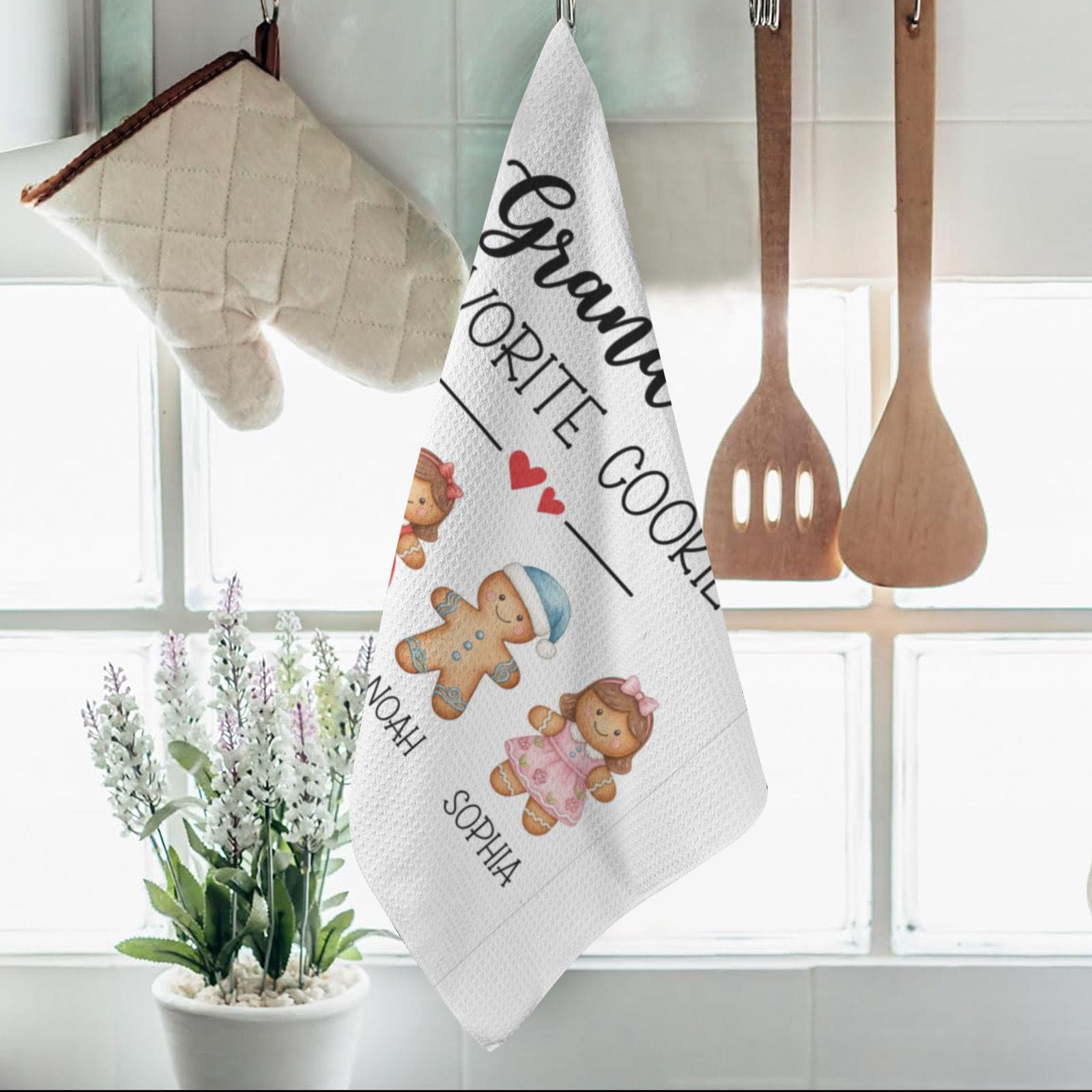 Custom Kitchen Towel | Gingerbread Cookie Family Holiday Decor
