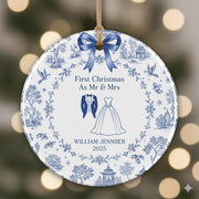 First Christmas Married Ornament – Personalized Mr and Mrs Ceramic Keepsake 2025