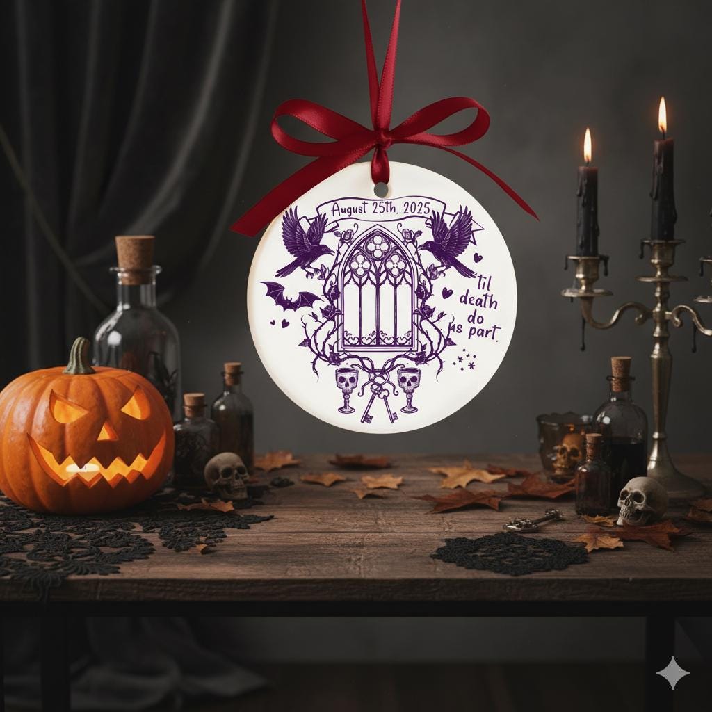 Til Death Do Us Part Ornament — Gothic Wedding Ceramic Keepsake 2025