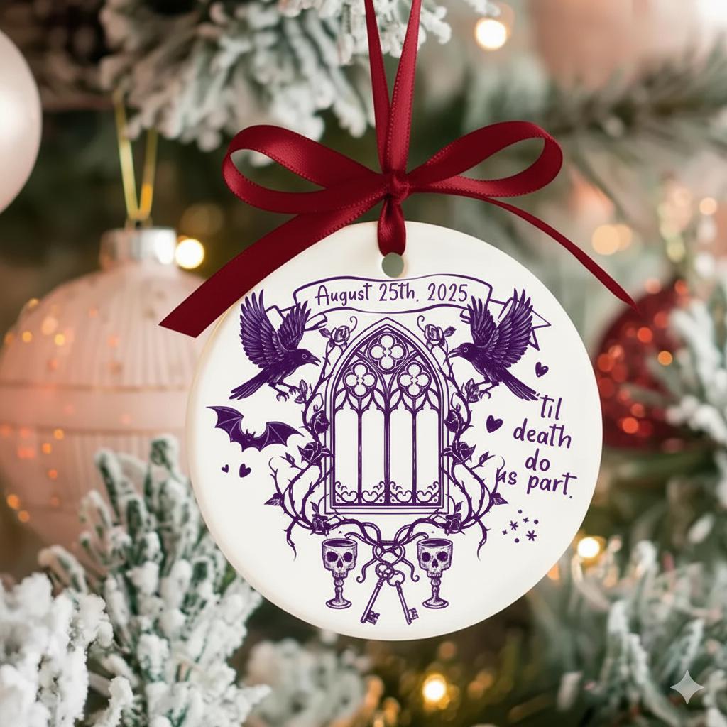 Til Death Do Us Part Ornament — Gothic Wedding Ceramic Keepsake 2025