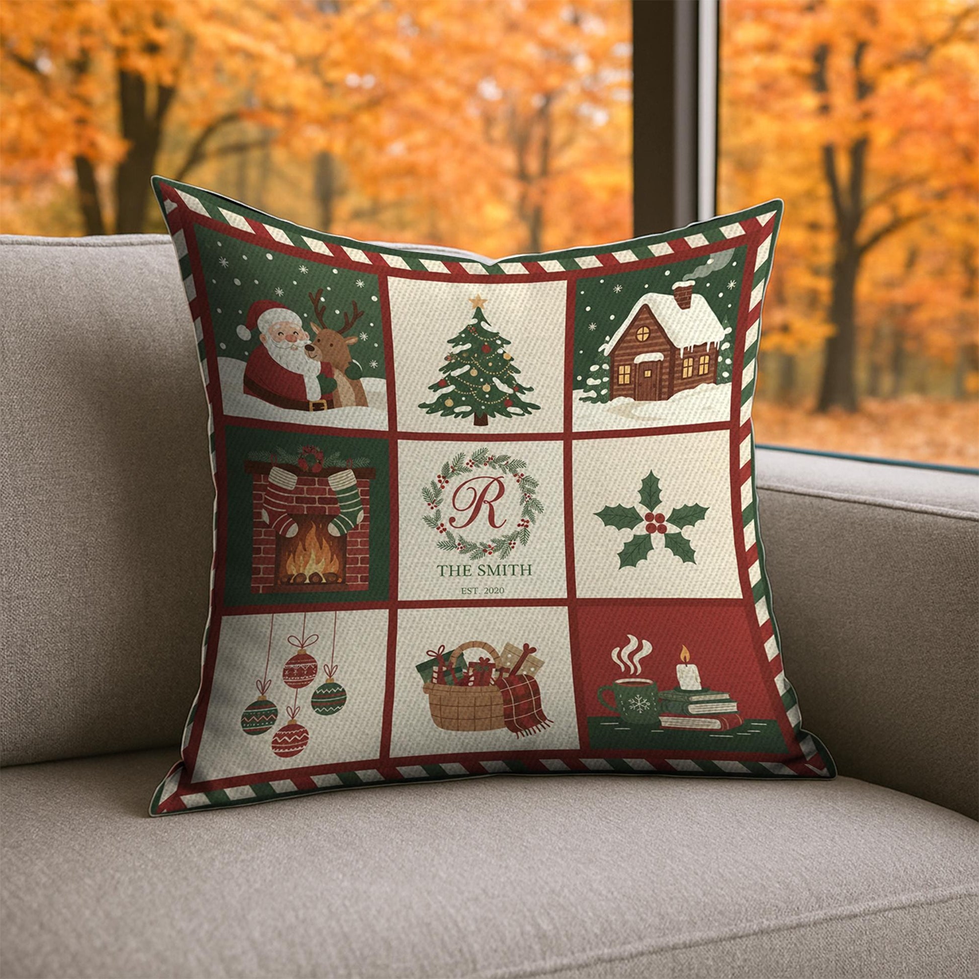 Personalized Christmas Pillow — Custom Family Name Holiday Cushion 2025