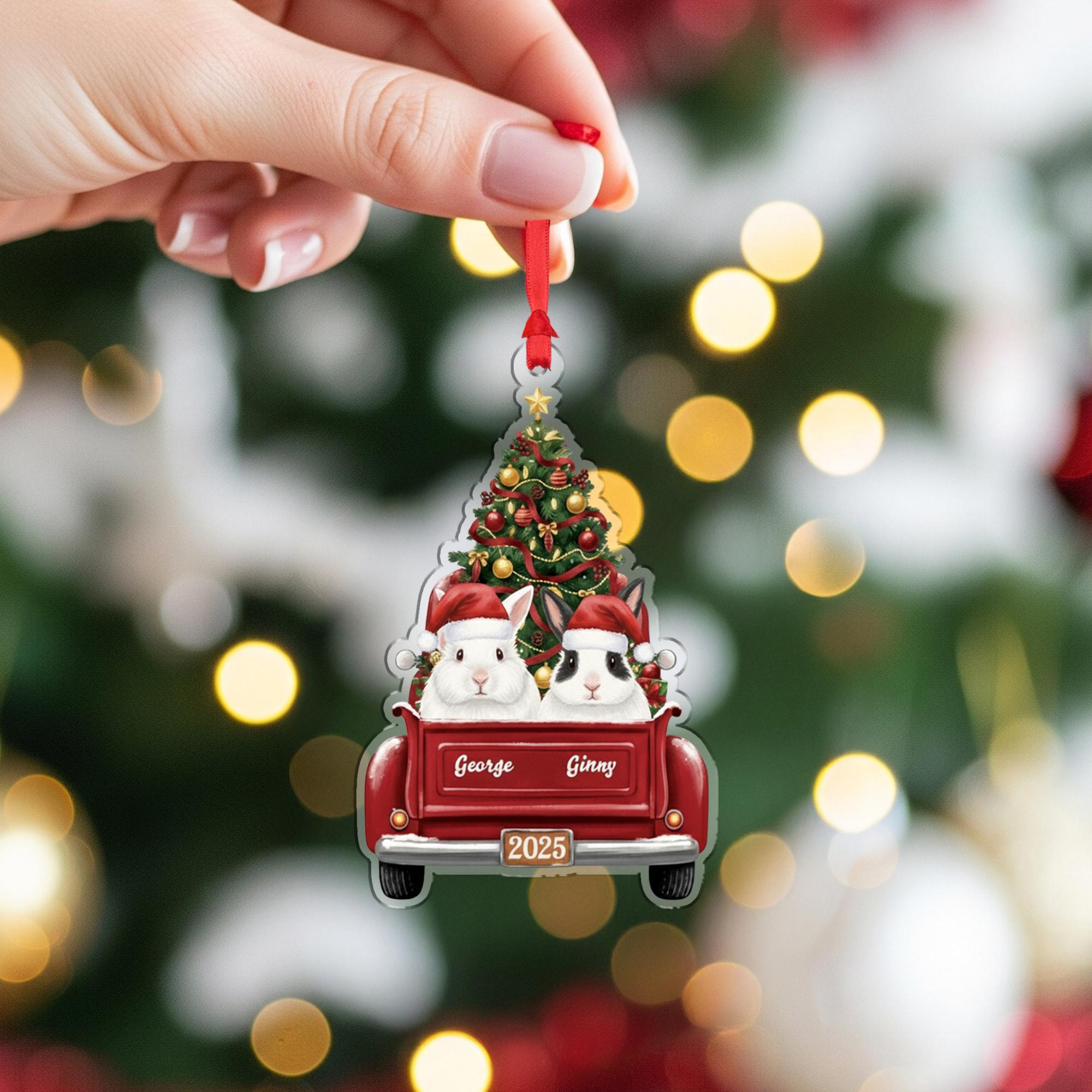 Personalized Bunny Ornament — Custom Rabbit Christmas Tree Decoration