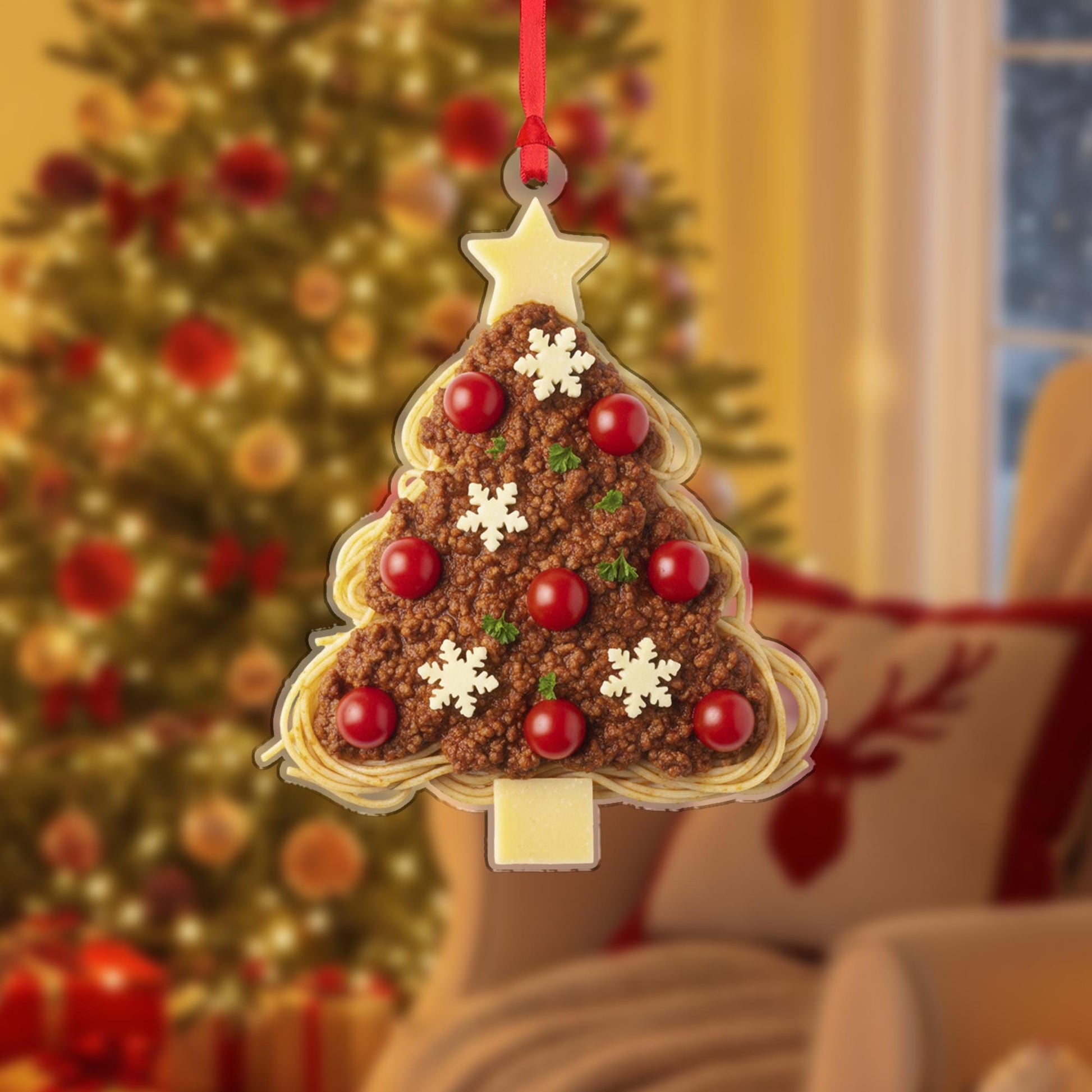 Spaghetti Bolognese Ornament — Funny Pasta Food Christmas Tree Decoration 2025