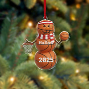 Personalized Acrylic Basketball Snowman Ornament – Custom Name & Year – Sports Tree Hanging Decoration