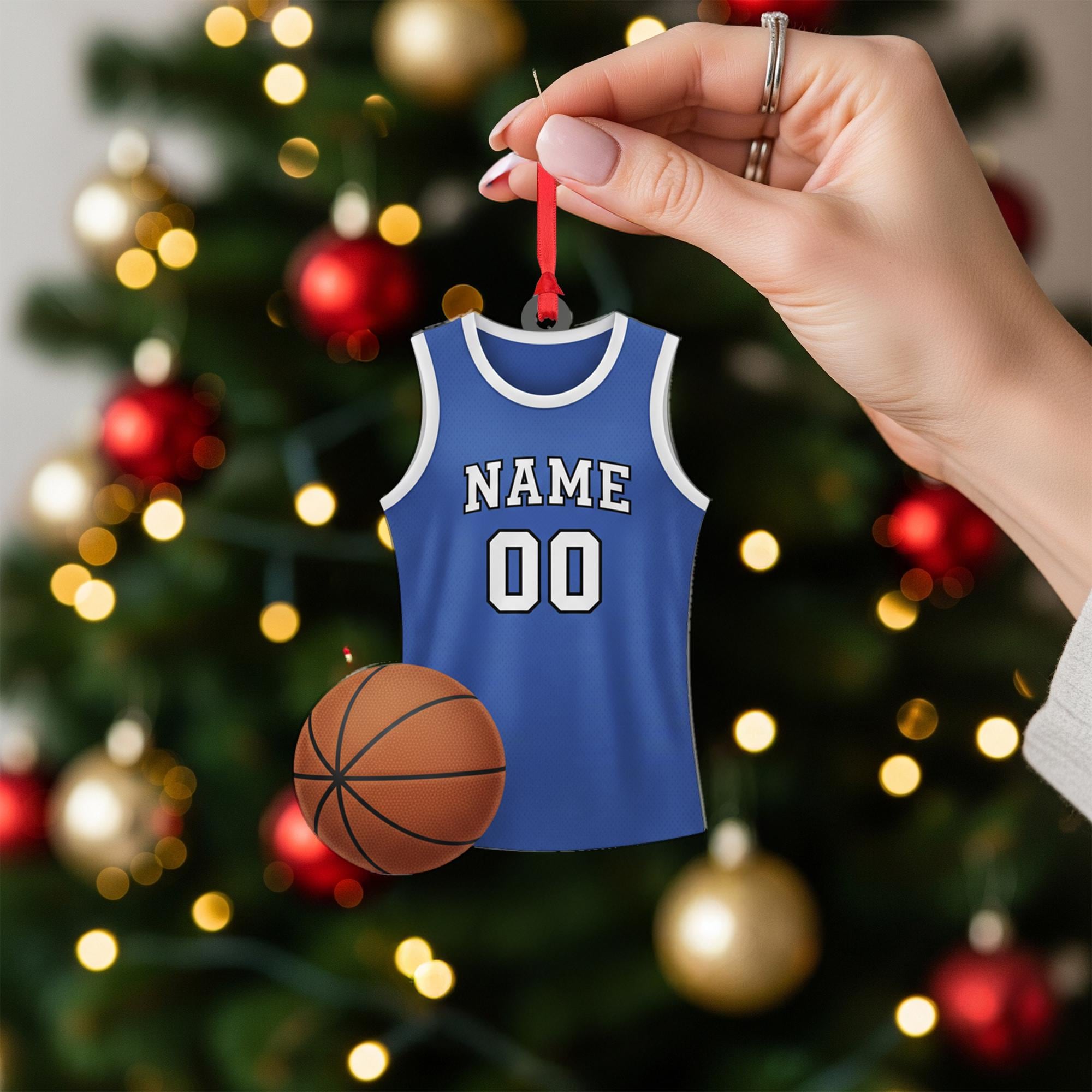 Personalized Basketball Ornament, Custom Name and Number Christmas Tree Decoration