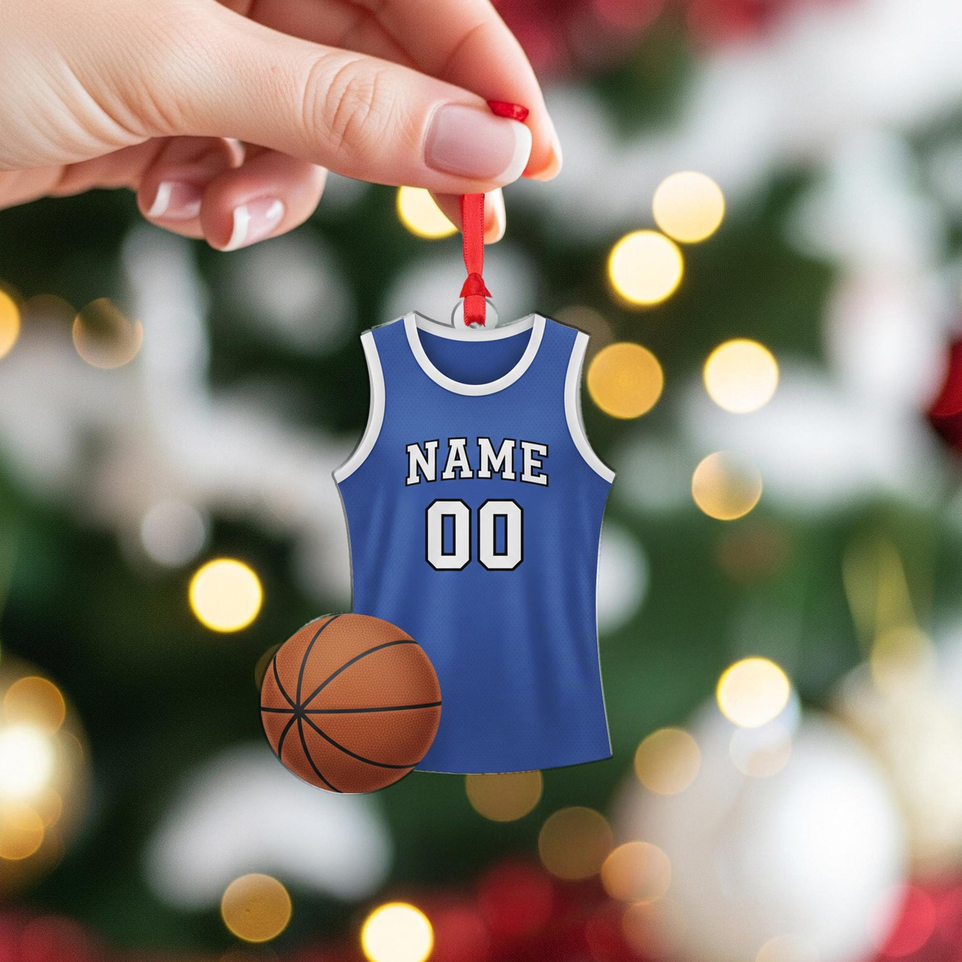 Personalized Basketball Ornament, Custom Name and Number Christmas Tree Decoration
