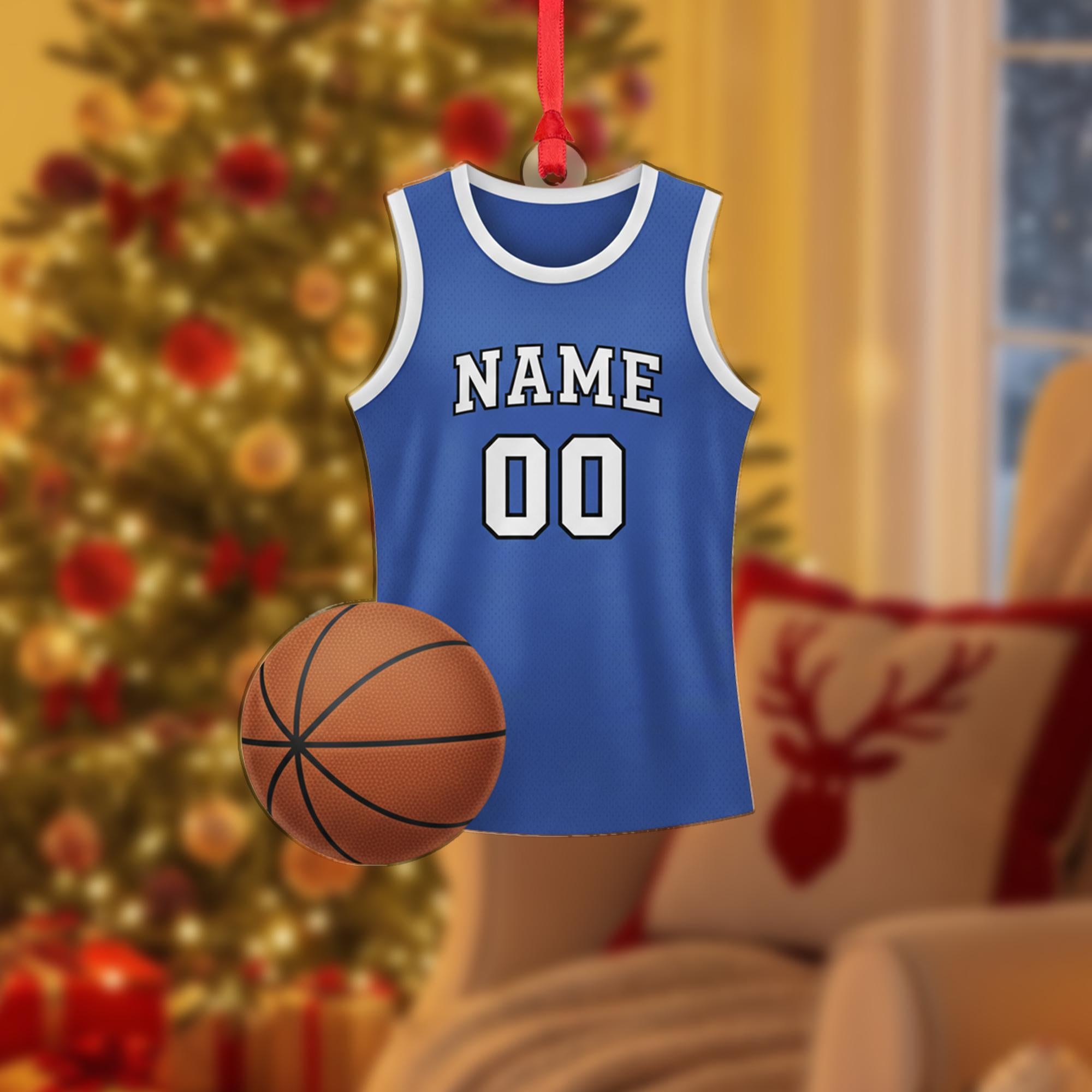 Personalized Basketball Ornament, Custom Name and Number Christmas Tree Decoration