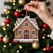 Personalized Gingerbread House Ornament, Custom Family Name Christmas Tree Decoration with Year