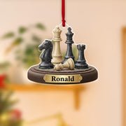 Personalized Acrylic Chess Ornament – Custom Name & Year – Chess Piece Tree Decoration