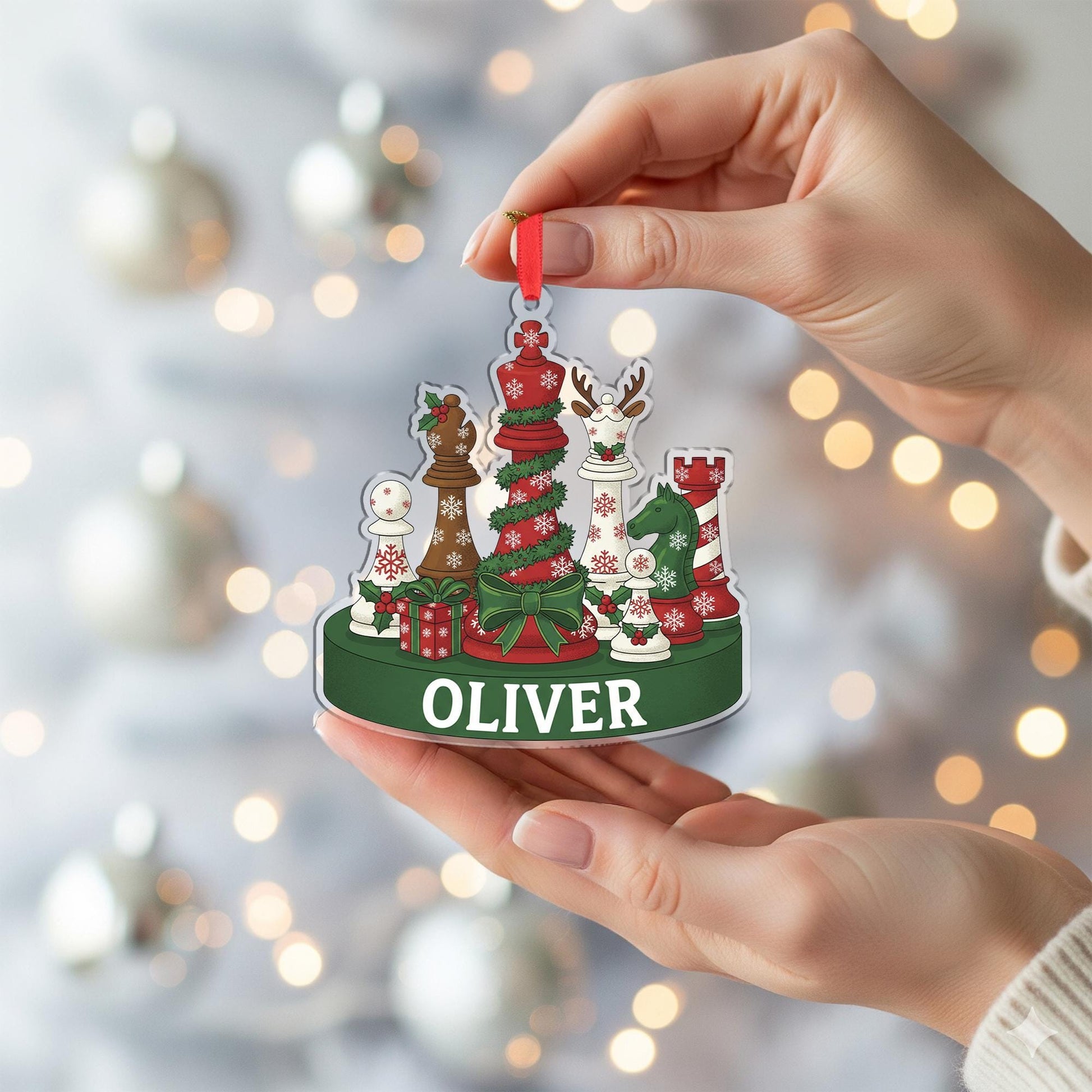 Personalized Chess Ornament - Chess Lover Gift, Board Game Decor