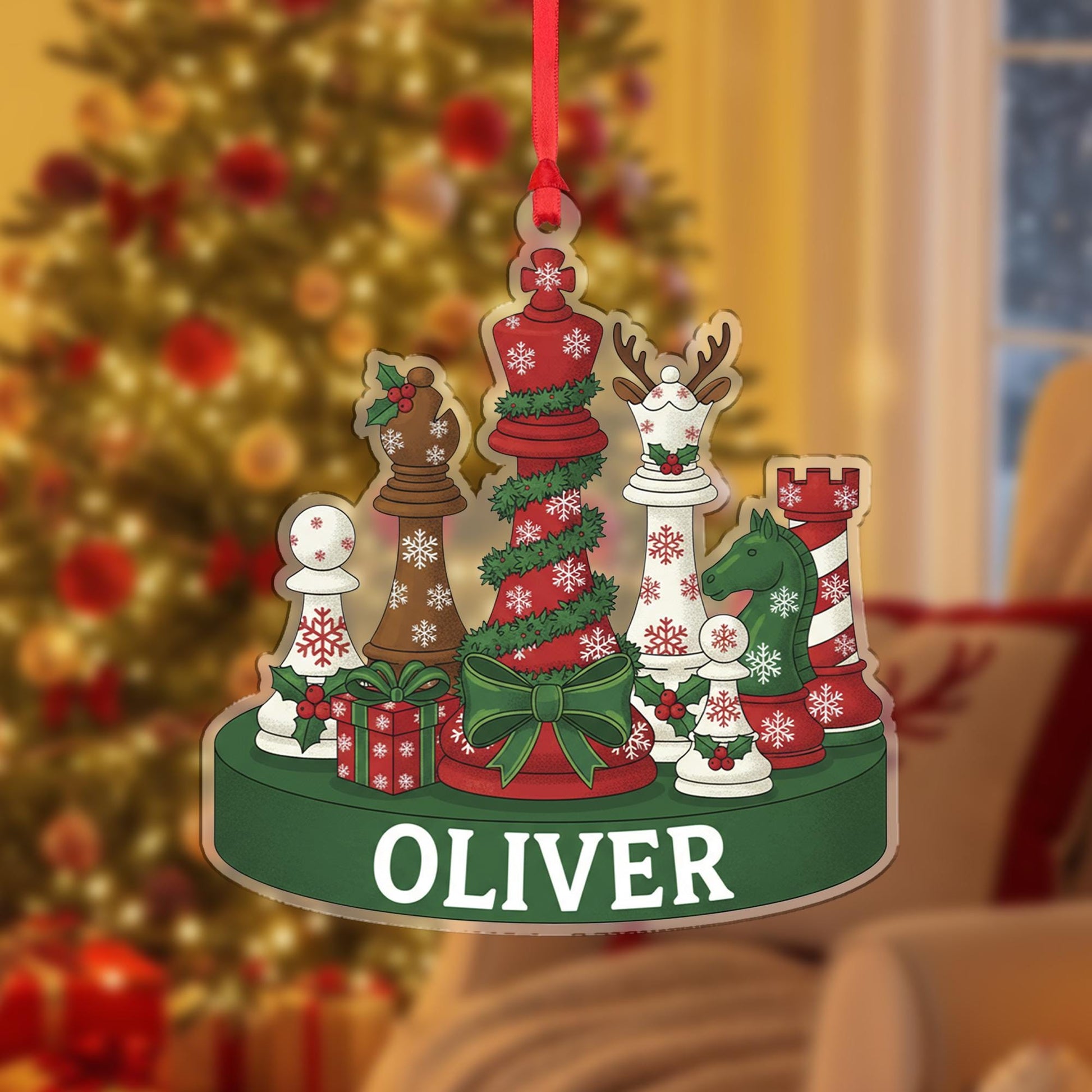 Personalized Chess Ornament - Chess Lover Gift, Board Game Decor