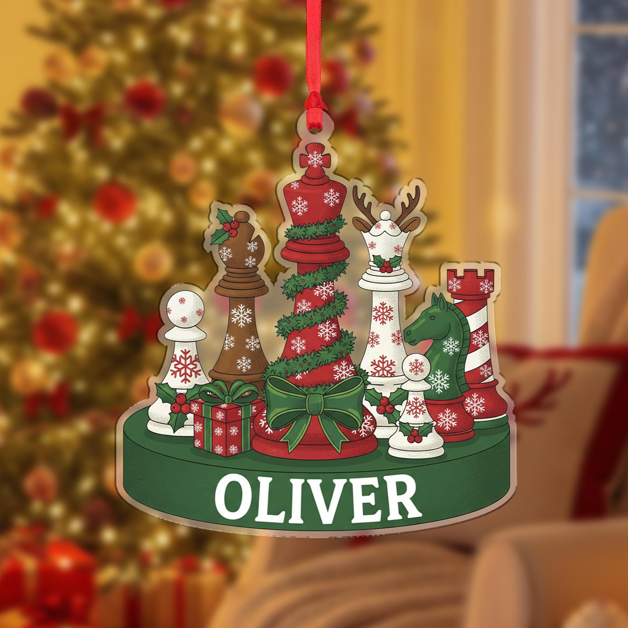 Personalized Chess Ornament - Chess Lover Gift, Board Game Decor