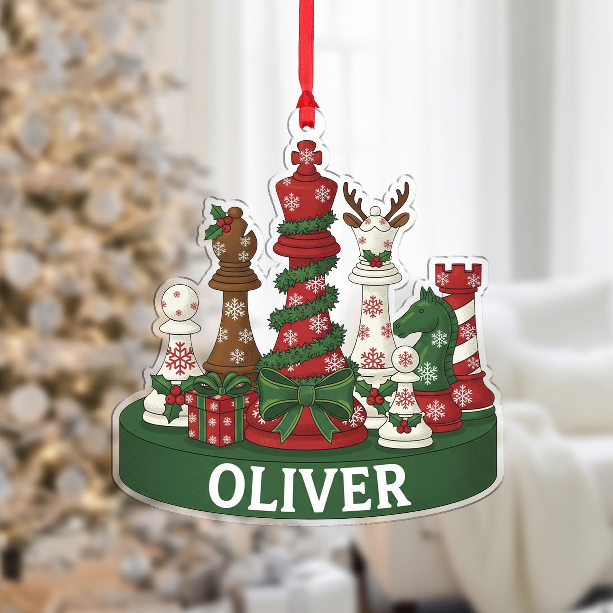 Personalized Chess Ornament - Chess Lover Gift, Board Game Decor