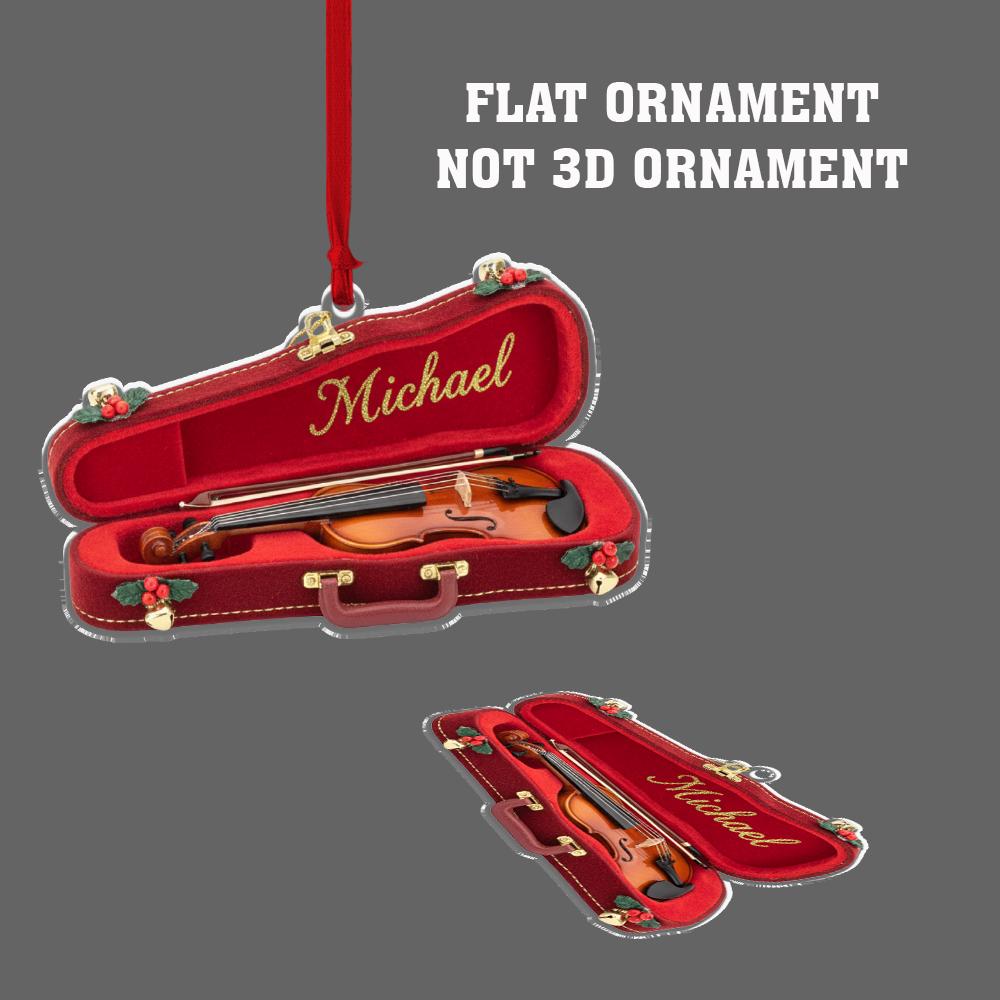 Custom Violin Ornament in Red Case, Personalized Music Decoration, Christmas Ornament for Musicians