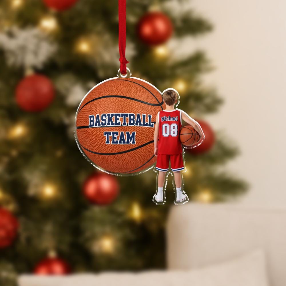 Personalized Basketball Ornament – Custom Player Jersey Decoration, Sports Team Decoration