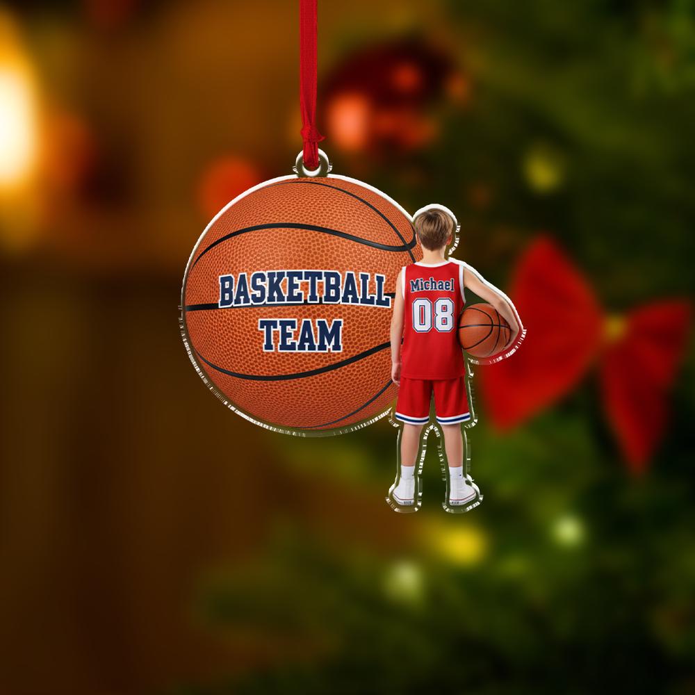 Personalized Basketball Ornament – Custom Player Jersey Decoration, Sports Team Decoration