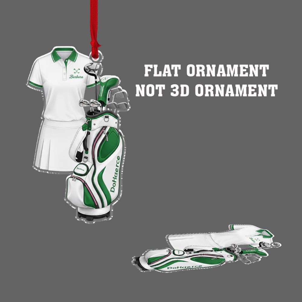 Personalized Golfer Outfit Ornament: Custom Golf Bag Name Decoration