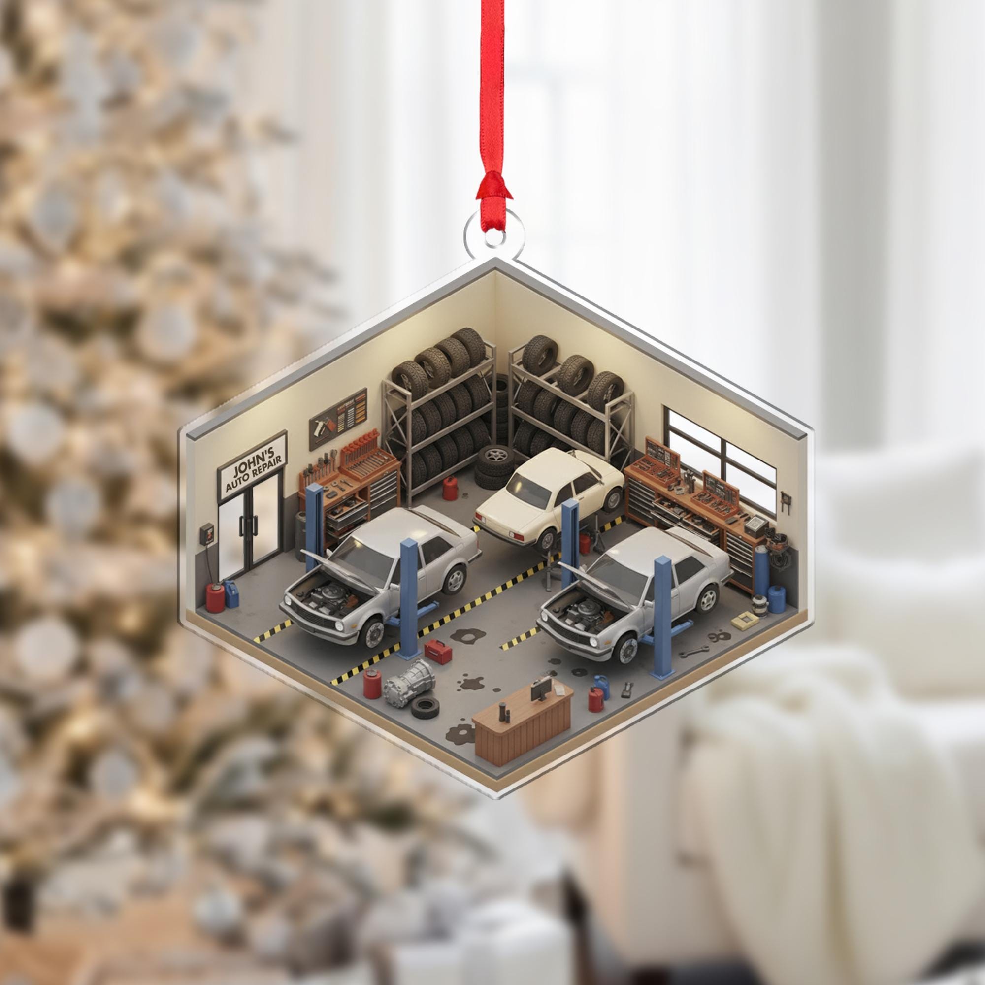 Personalized Auto Repair Ornament - Mechanic Gift, Garage Decor Keepsake