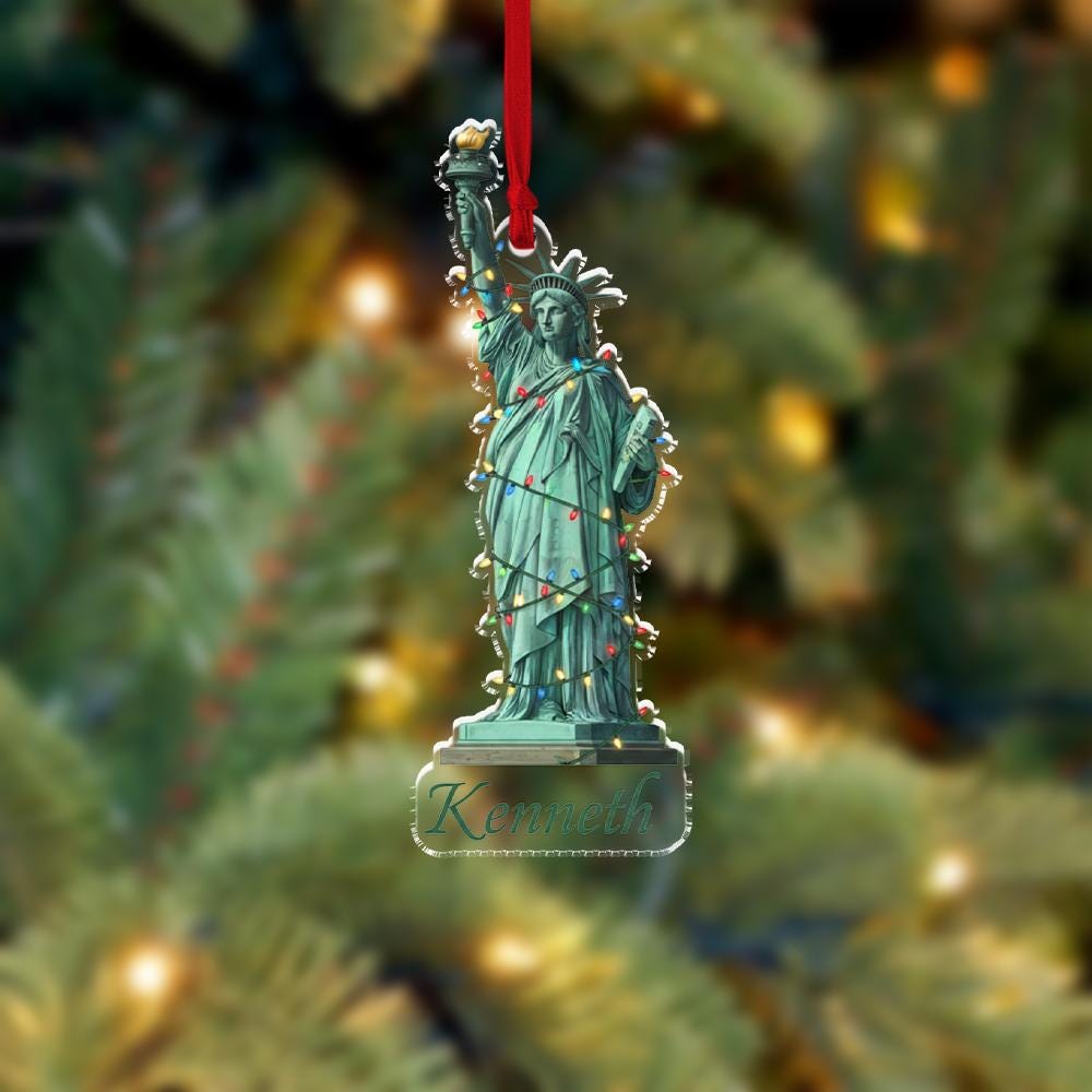 Personalized Statue of Liberty Ornament – Custom Name Holiday Decoration, New York City Christmas Ornament