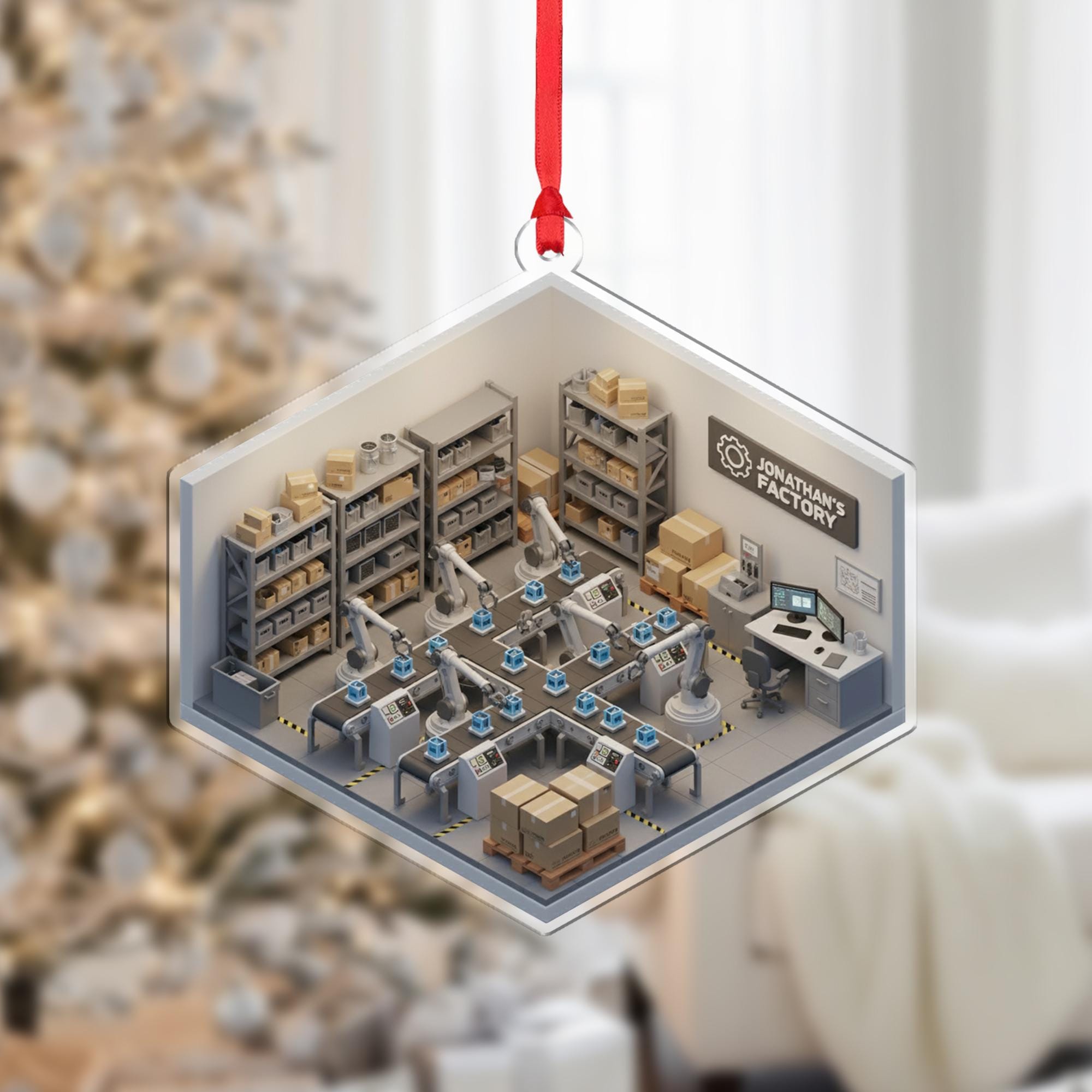 Personalized Factory Ornament - Manufacturing Production Line Worker Keepsake