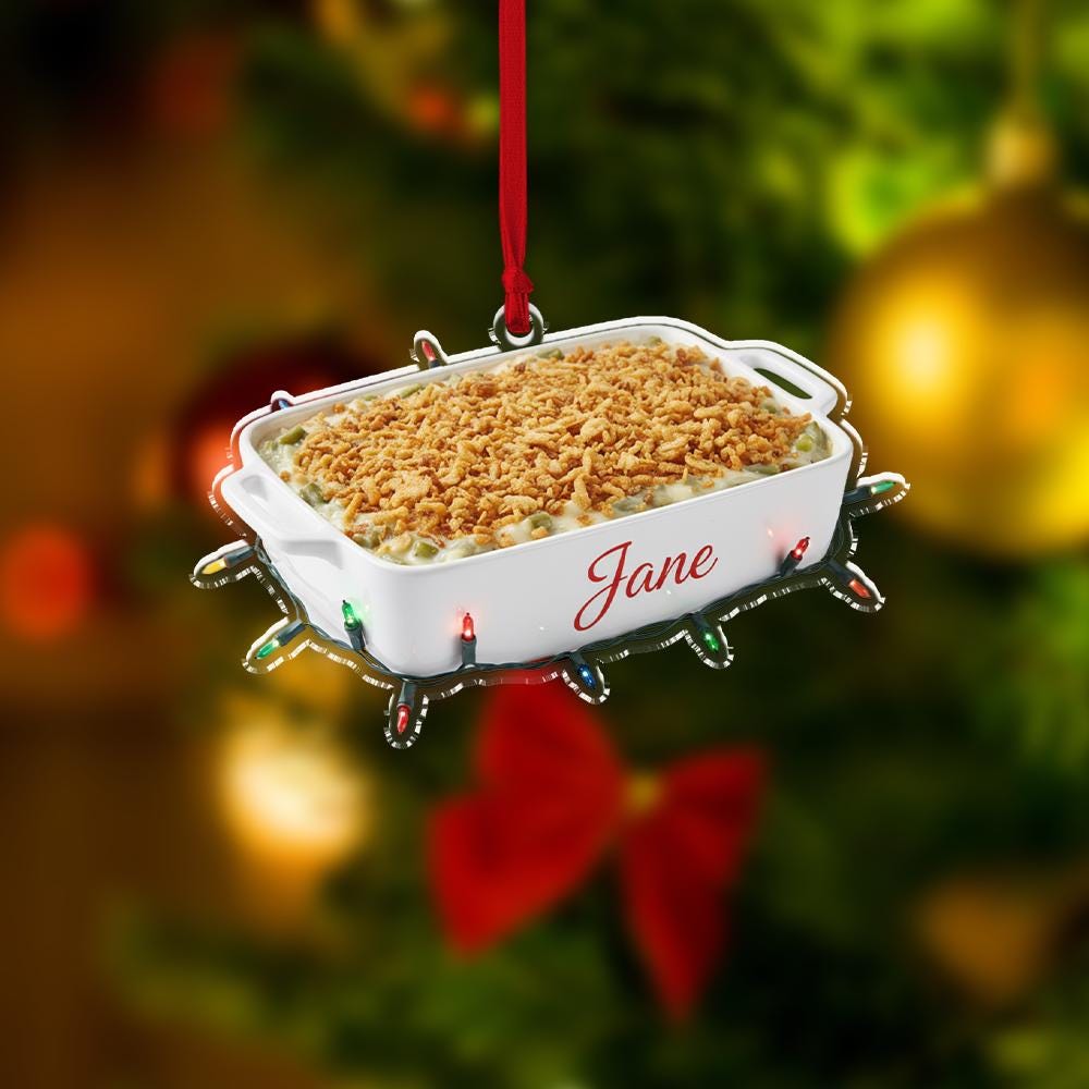 Green Bean Casserole Ornament – Personalized Holiday Kitchen Decoration – Custom Food Ornament