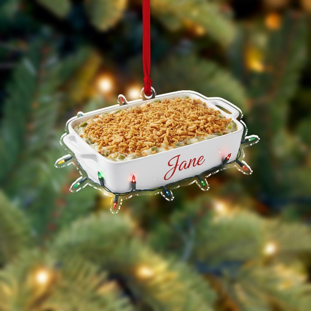 Green Bean Casserole Ornament – Personalized Holiday Kitchen Decoration – Custom Food Ornament