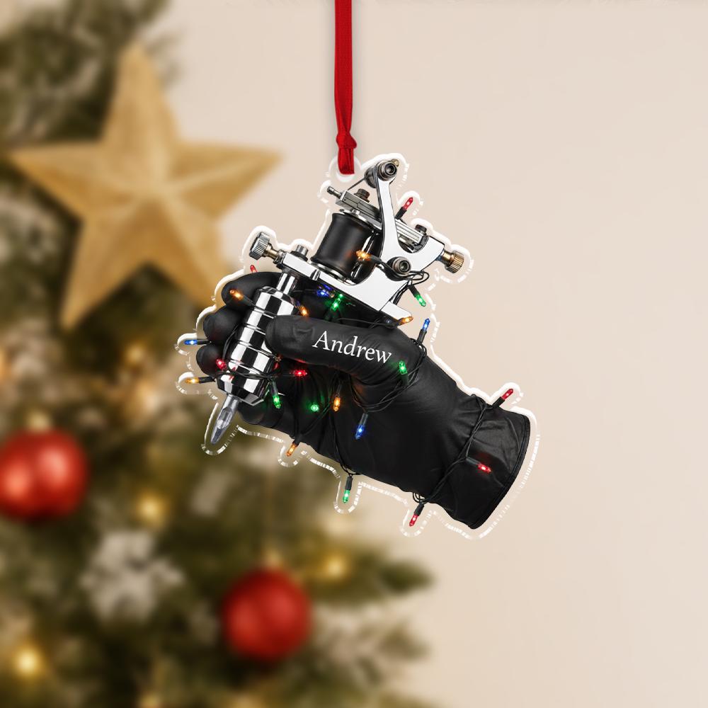 Personalized Tattoo Machine Ornament: Tattoo Artist Christmas Decoration
