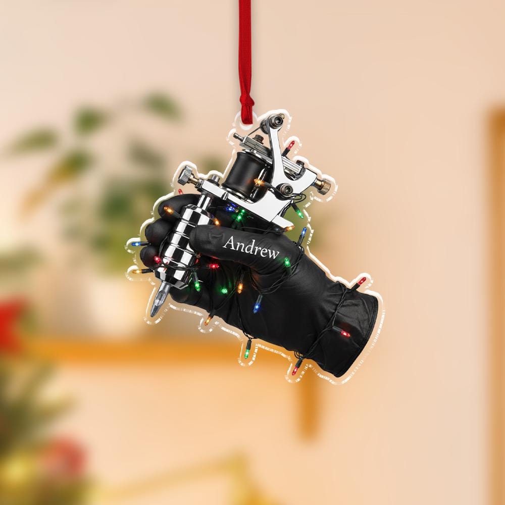 Personalized Tattoo Machine Ornament: Tattoo Artist Christmas Decoration